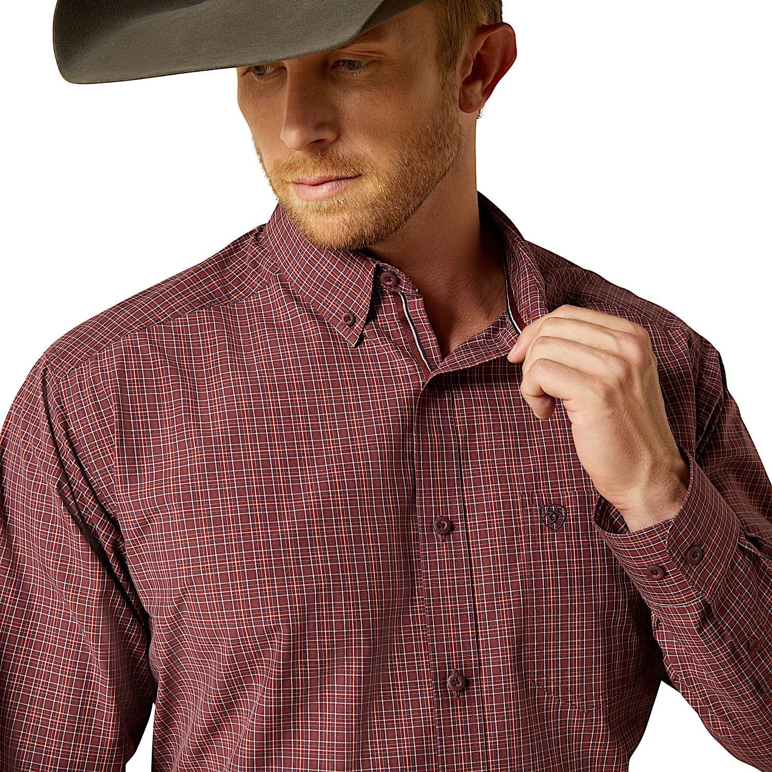 Ariat Men's Pro Series Travis Classic Fit Shirt - Burgundy - Image 4