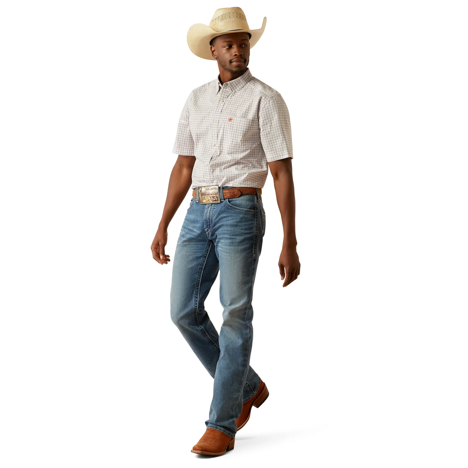 Ariat Men's Pro Series Woody Short Sleeve Shirt - White - Image 4