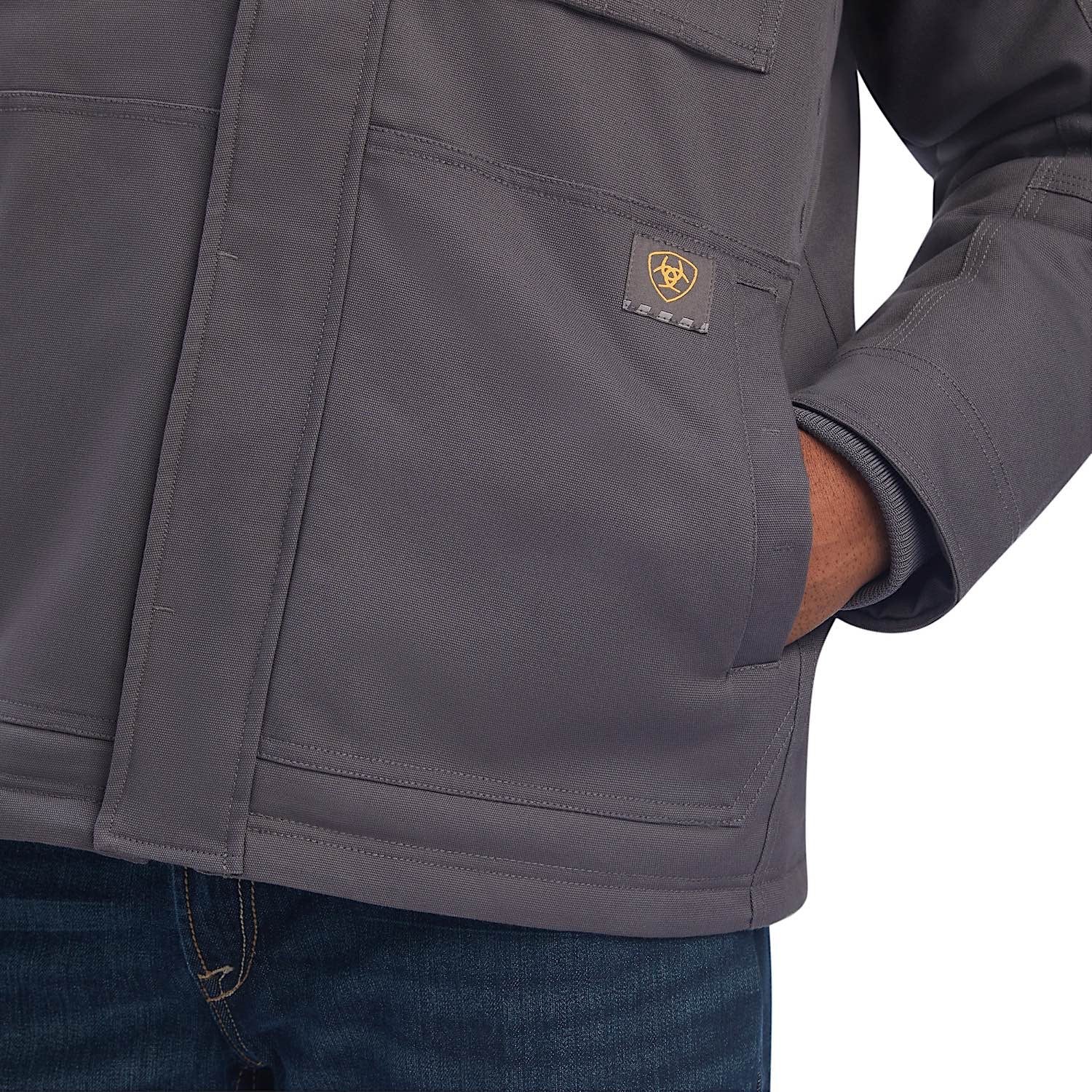 Ariat Mens Rebar Duracanvas Sherpa-Lined Coat Rebar Grey - Image 5