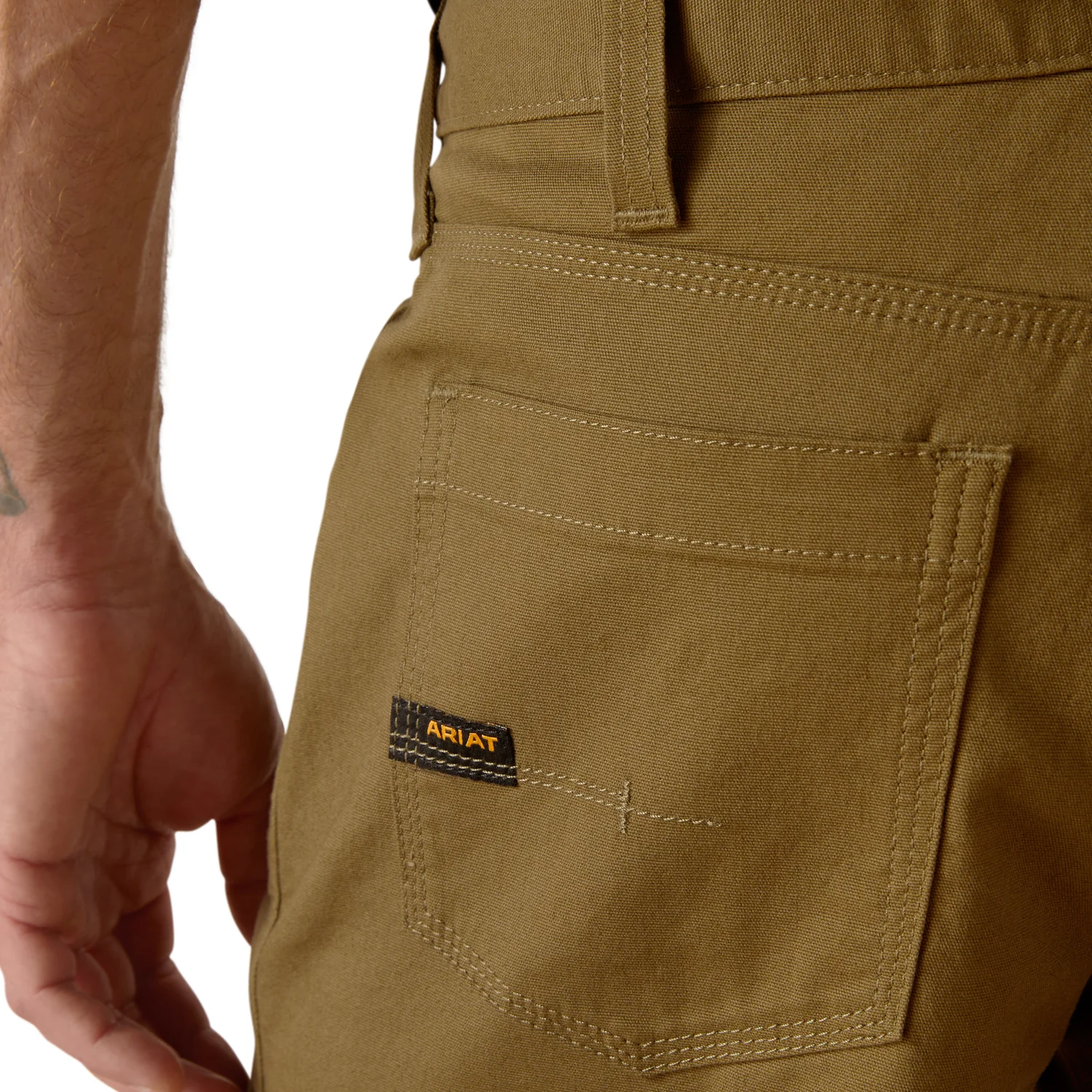 Ariat Men's Rebar DuraStretch Made Tough Shorts - Dark Olive - Image 3