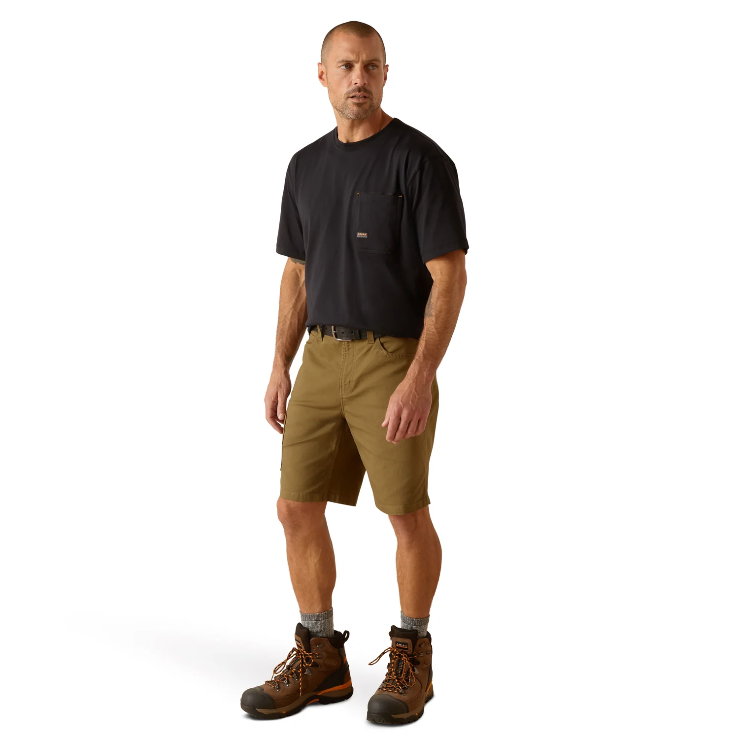 Ariat Men's Rebar DuraStretch Made Tough Shorts - Dark Olive - Image 6