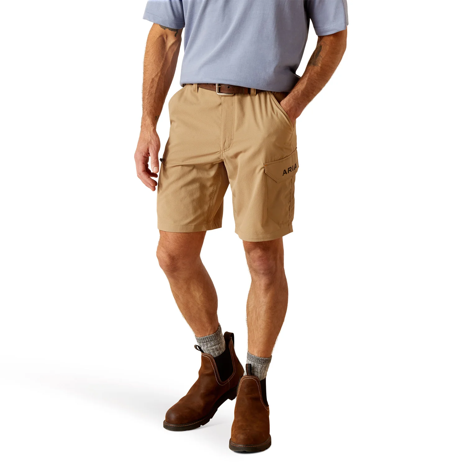 Ariat Men's Rebar DuraStretch Workflow Ultralight Shorts - Field Khaki - Image 5