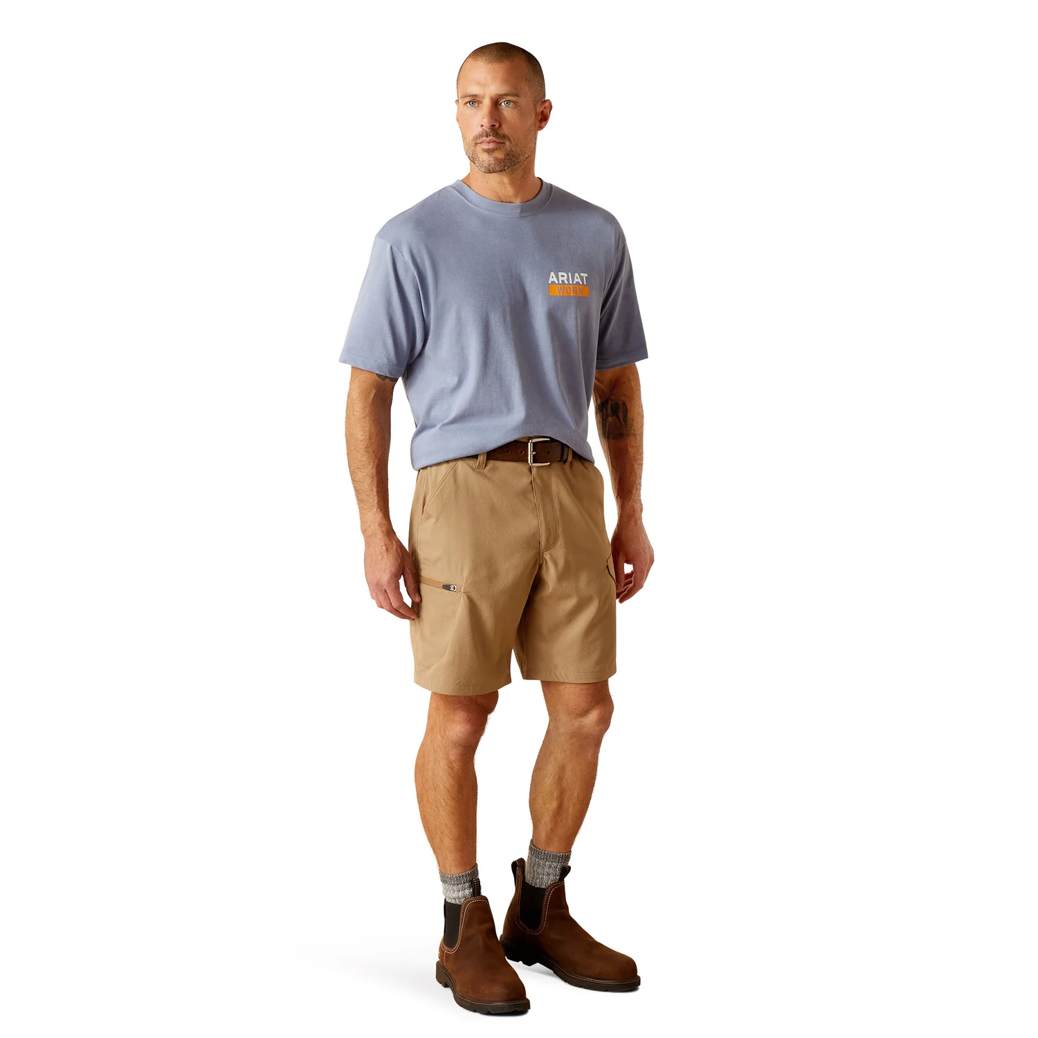 Ariat Men's Rebar DuraStretch Workflow Ultralight Shorts - Field Khaki - Image 6