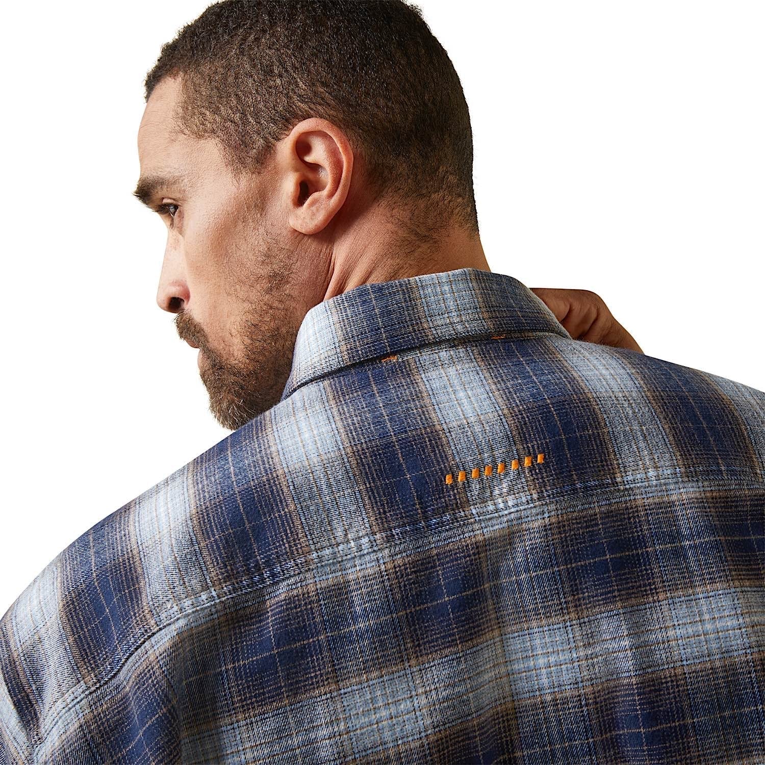Ariat Men's Rebar Flannel Durastretch Work Shirt - Blue Khaki Plaid - Image 4