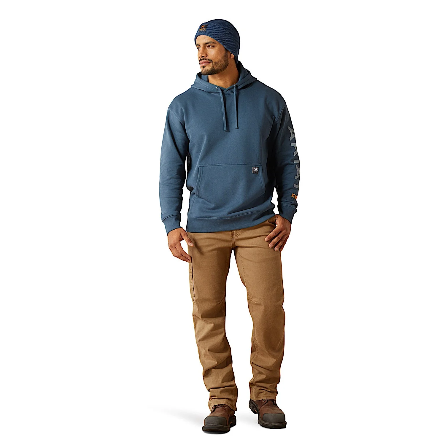 Ariat Men's Rebar Graphic Hoodie - Orion Blue/Dusty Blue - Image 3