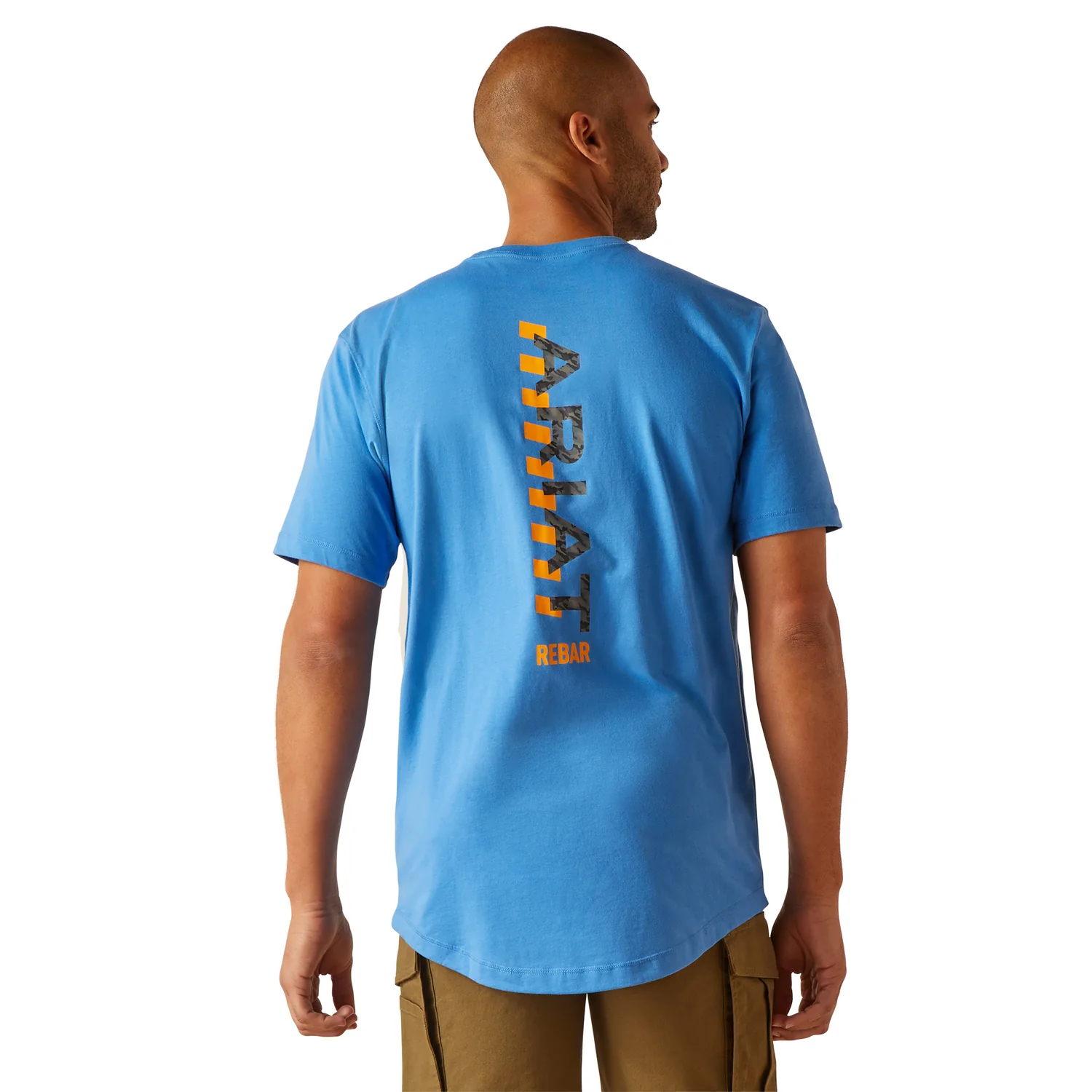 Ariat Men's Rebar Workman Logo T-Shirt - Campanula/Grey Camo - Image 2