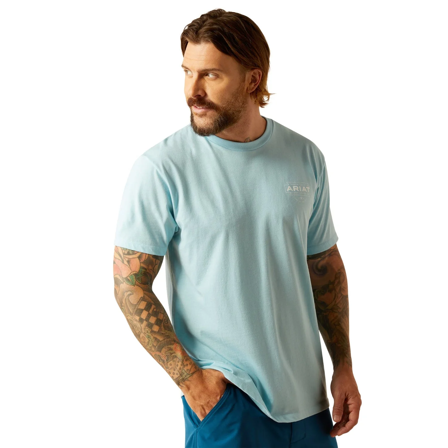 Ariat Men's Southwest Simple T-Shirt - Sky Blue Heather
