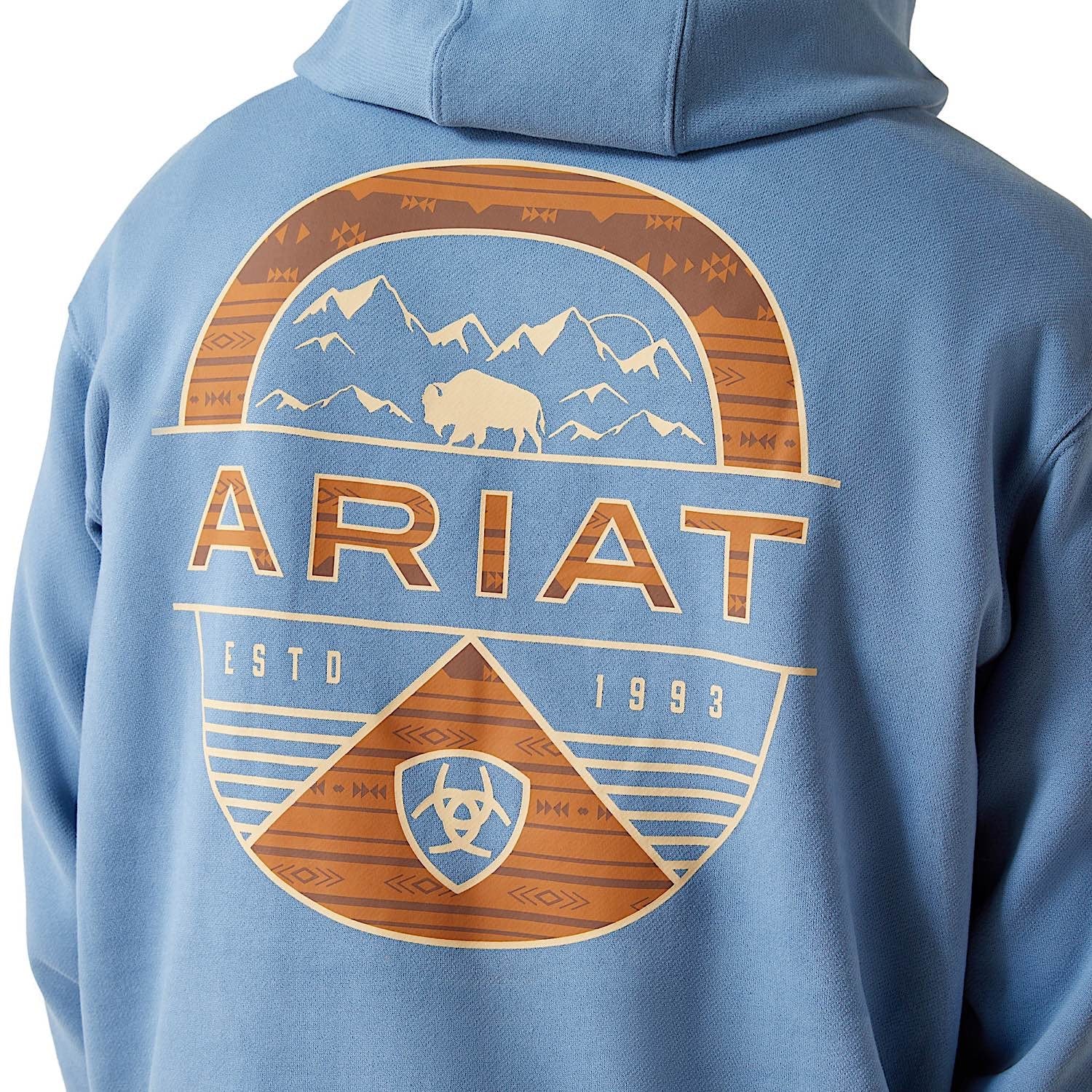 Ariat Men's Sun Valley Circle Hoodie - Coronet Blue - Image 4