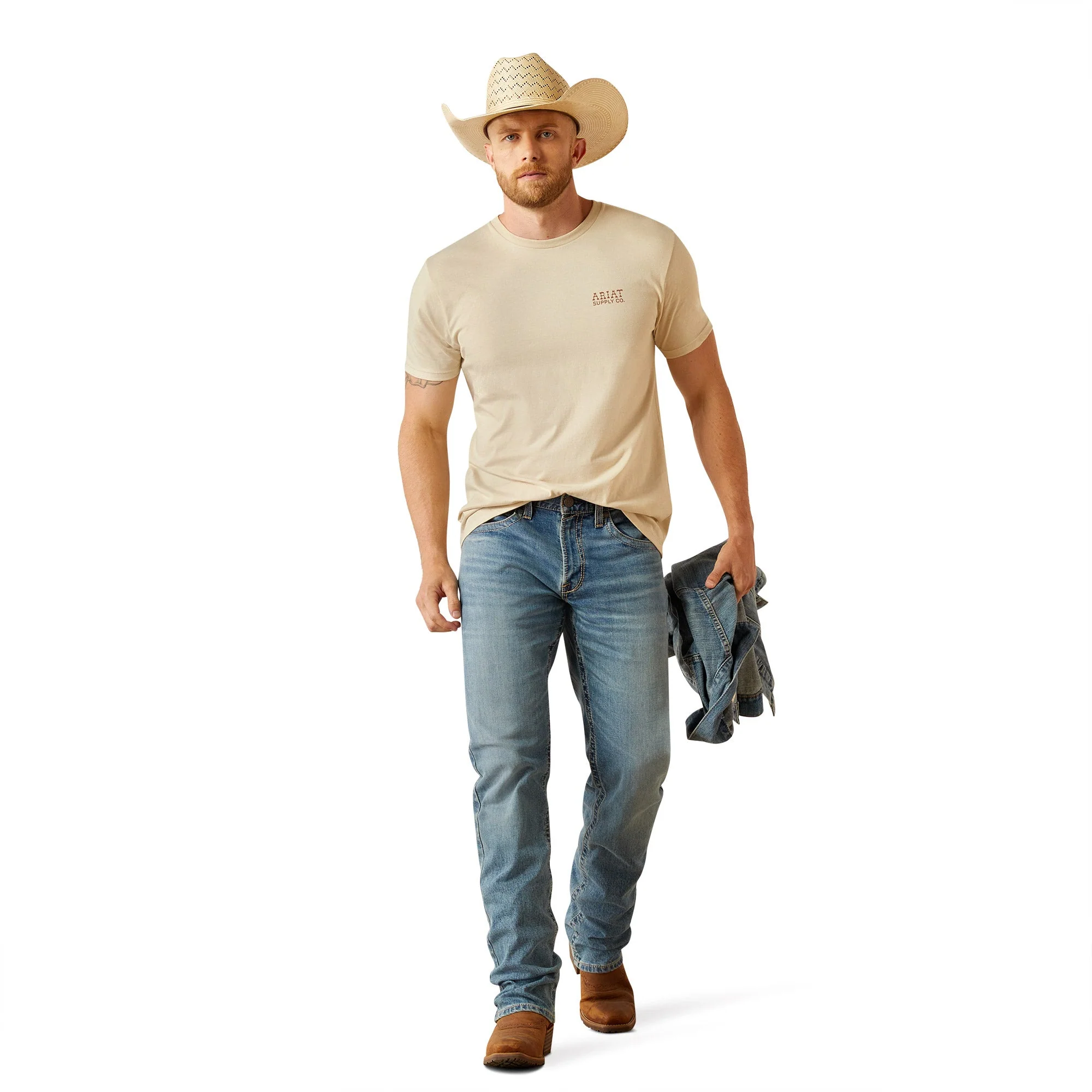 Ariat Men's Supply Co. Short Sleeve T Shirt - Natural - Image 5