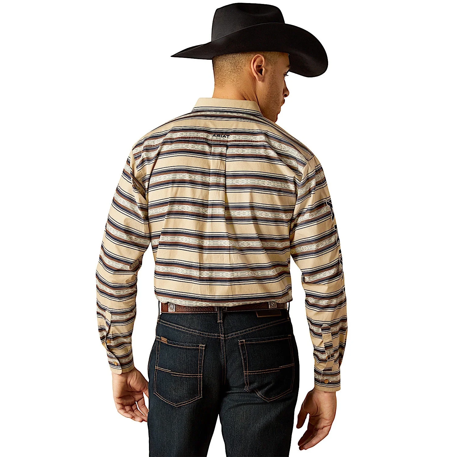 Ariat Men's Team Korbyn Shirt - Tan/Navy Blue - Image 2