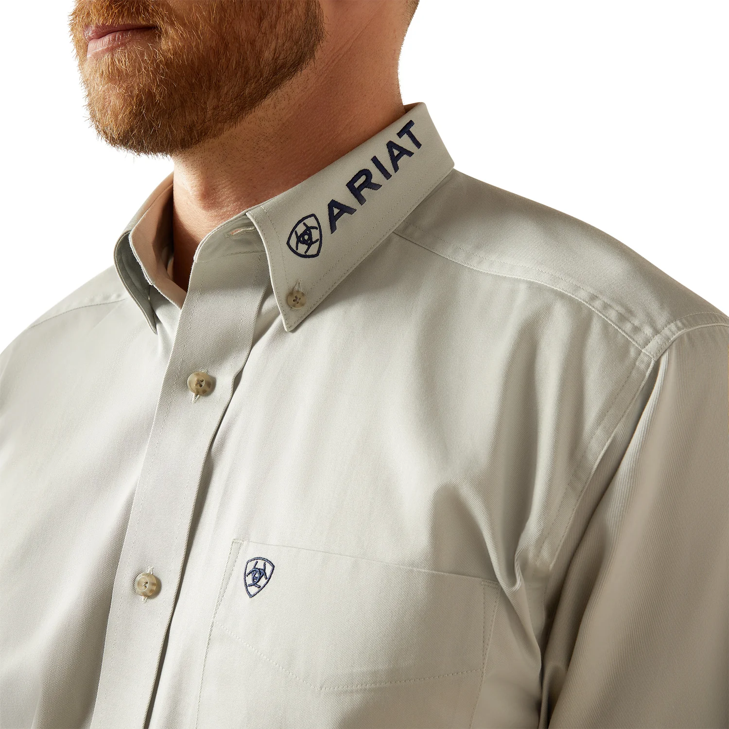 Ariat Men's Team Logo Twill Classic Fit Shirt - Silver / Navy - Image 3
