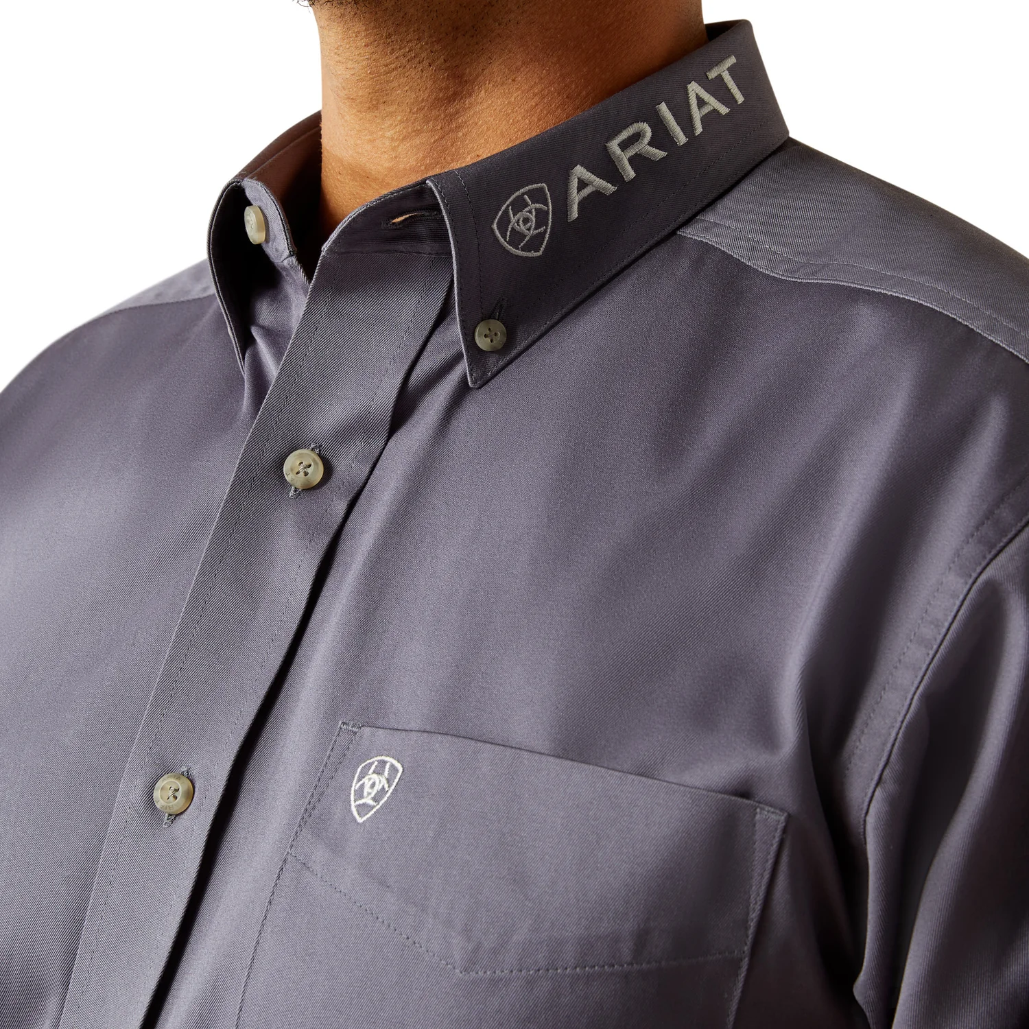 Ariat Men's Team Logo Twill Shirt - Grey / White - Image 4