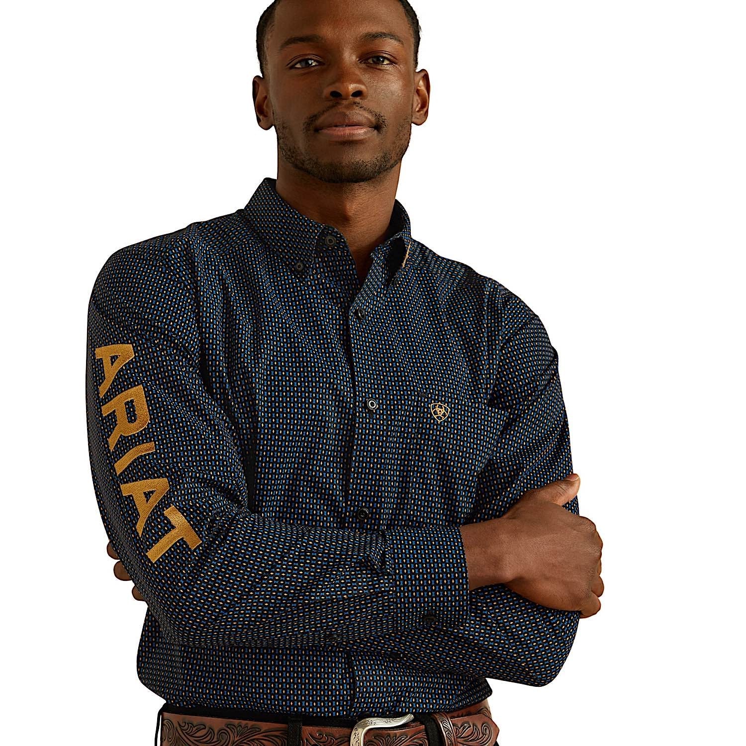 Ariat Men's Team Portland Fitted Shirt - Black/Gold - Image 5