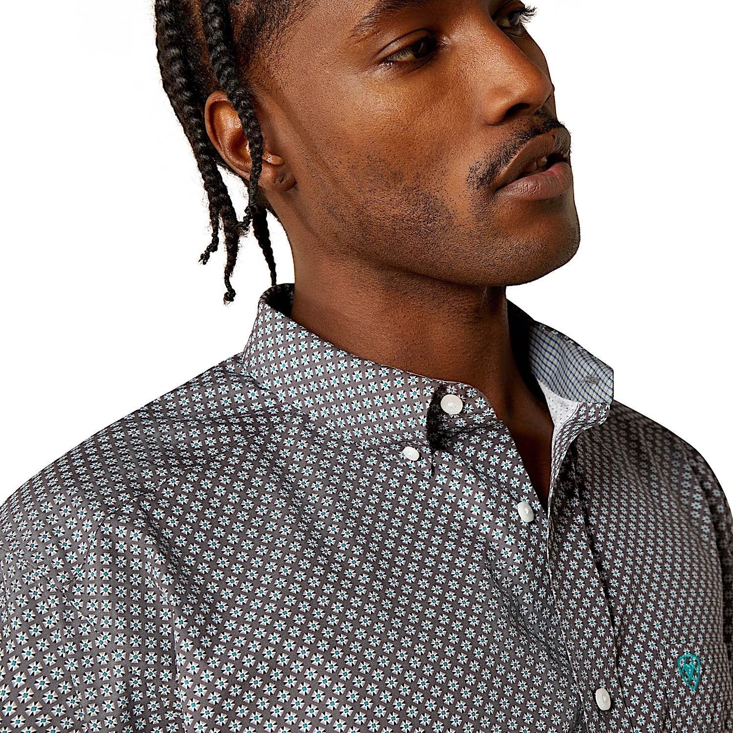 Ariat Men's Wrinkle Free Caleb Classic Fit Shirt - Dark Grey - Image 5