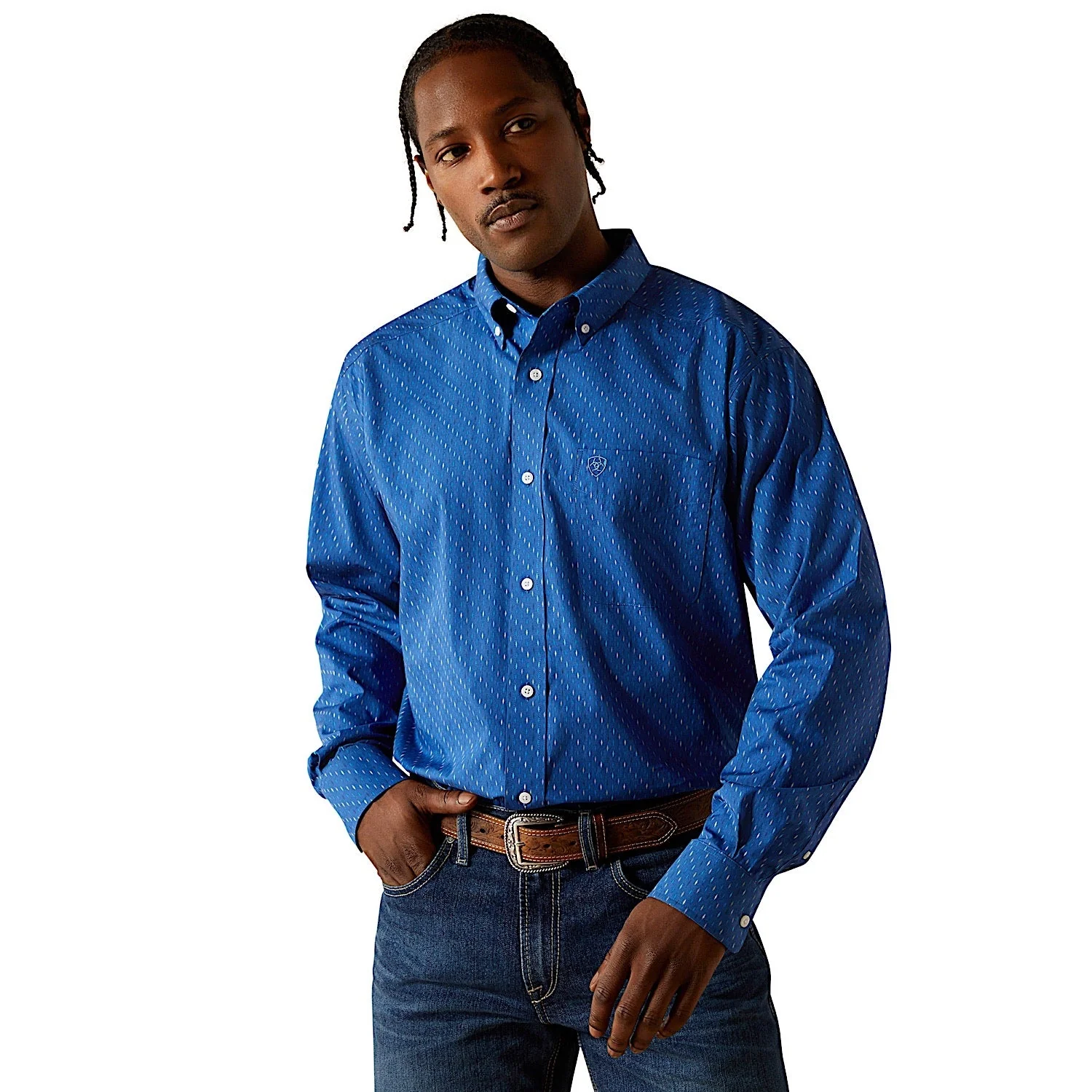 Ariat Men's Wrinkle Free Chase Classic Fit Shirt - Cobalt