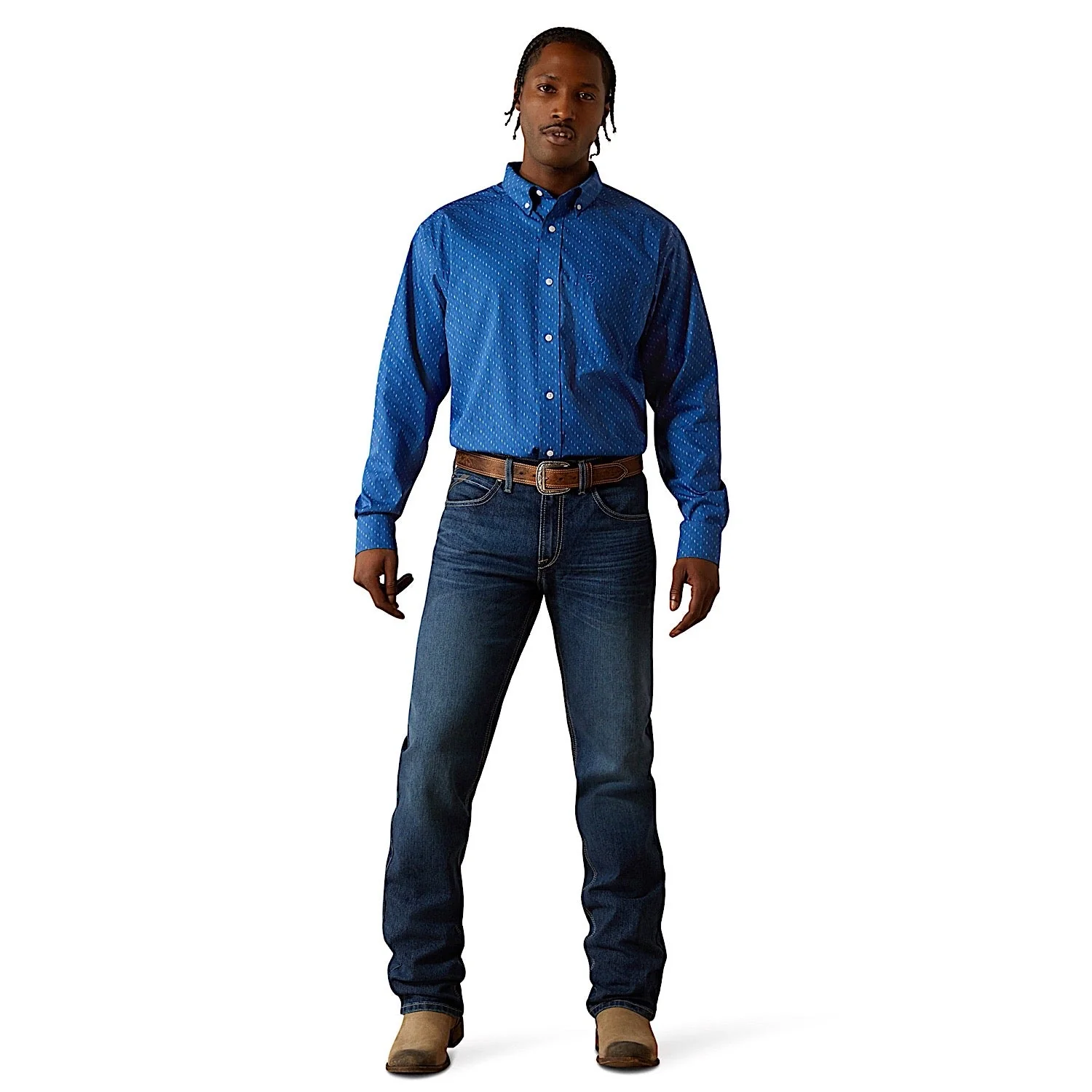 Ariat Men's Wrinkle Free Chase Classic Fit Shirt - Cobalt - Image 3