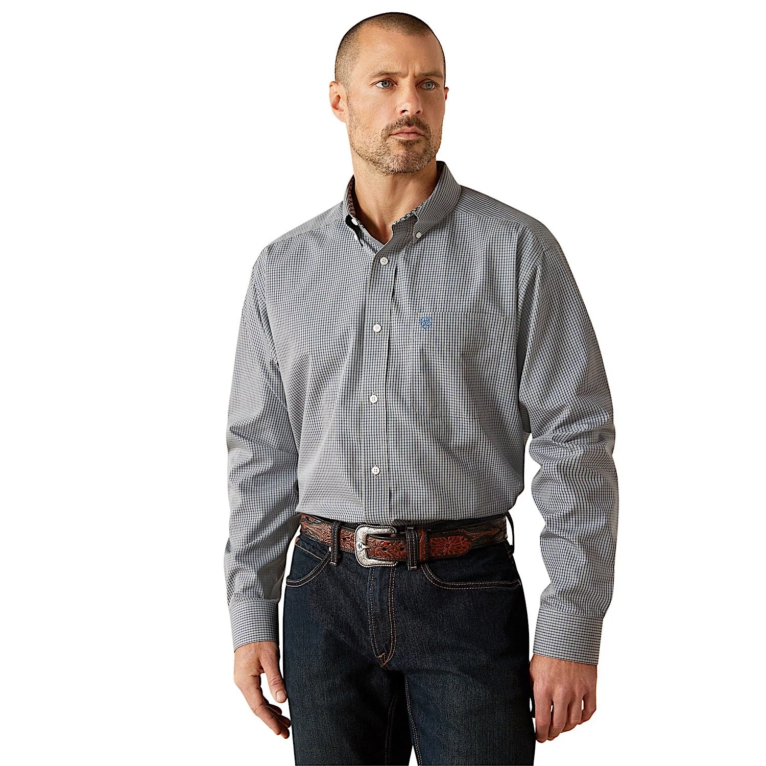Ariat Men's Wrinkle Free Clayton Classic Fit Shirt - Light Grey