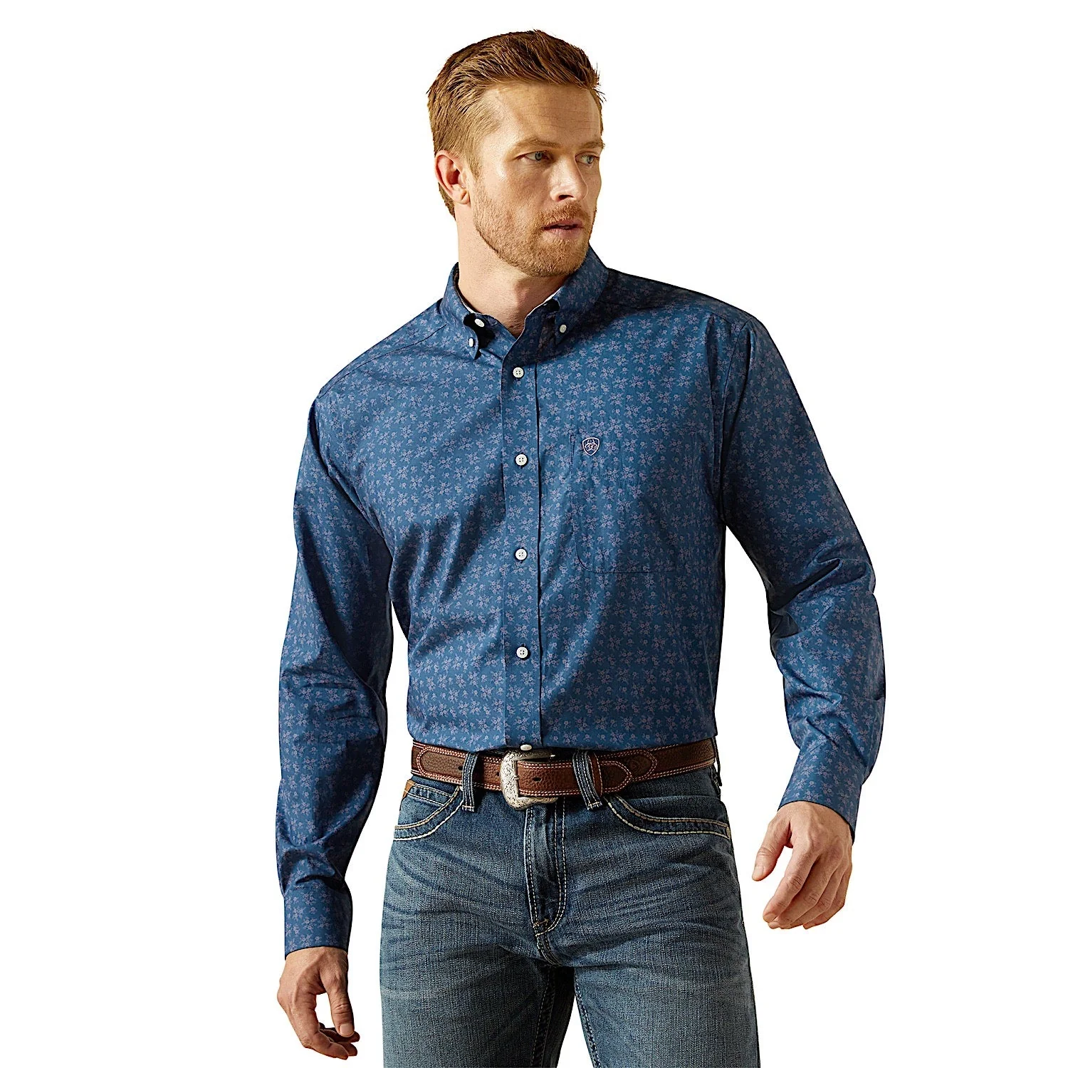 Ariat Men's Wrinkle Free Darwin Classic Fit Shirt - Denim Blue