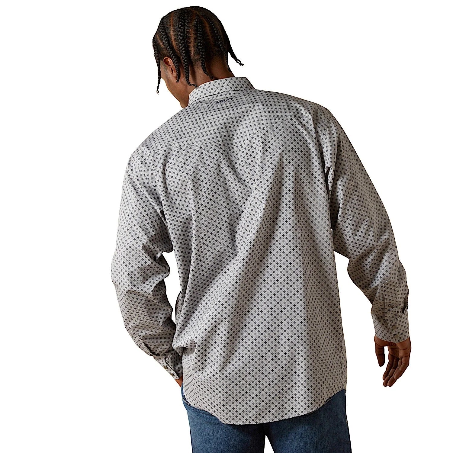Ariat Men's Wrinkle Free Edward Classic Fit Shirt - Grey Heather - Image 2