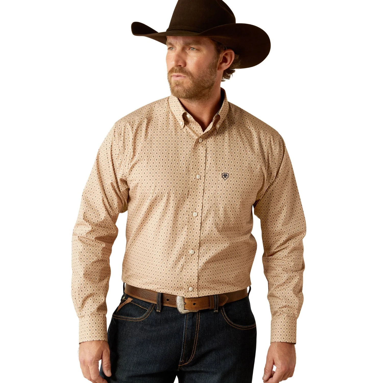 Ariat Men's Wrinkle Free Frazier Classic Fit Shirt - Tan