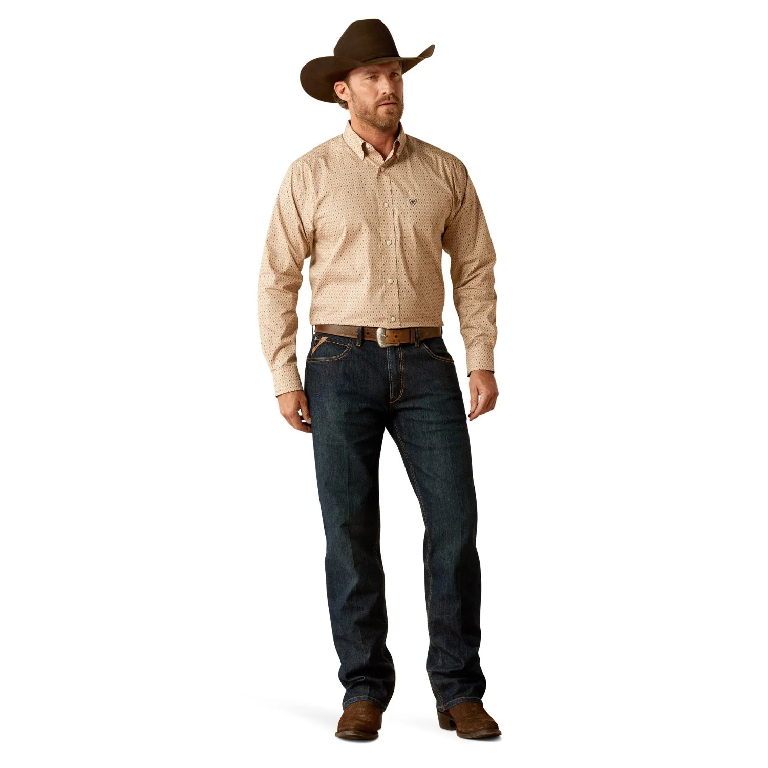Ariat Men's Wrinkle Free Frazier Classic Fit Shirt - Tan - Image 3