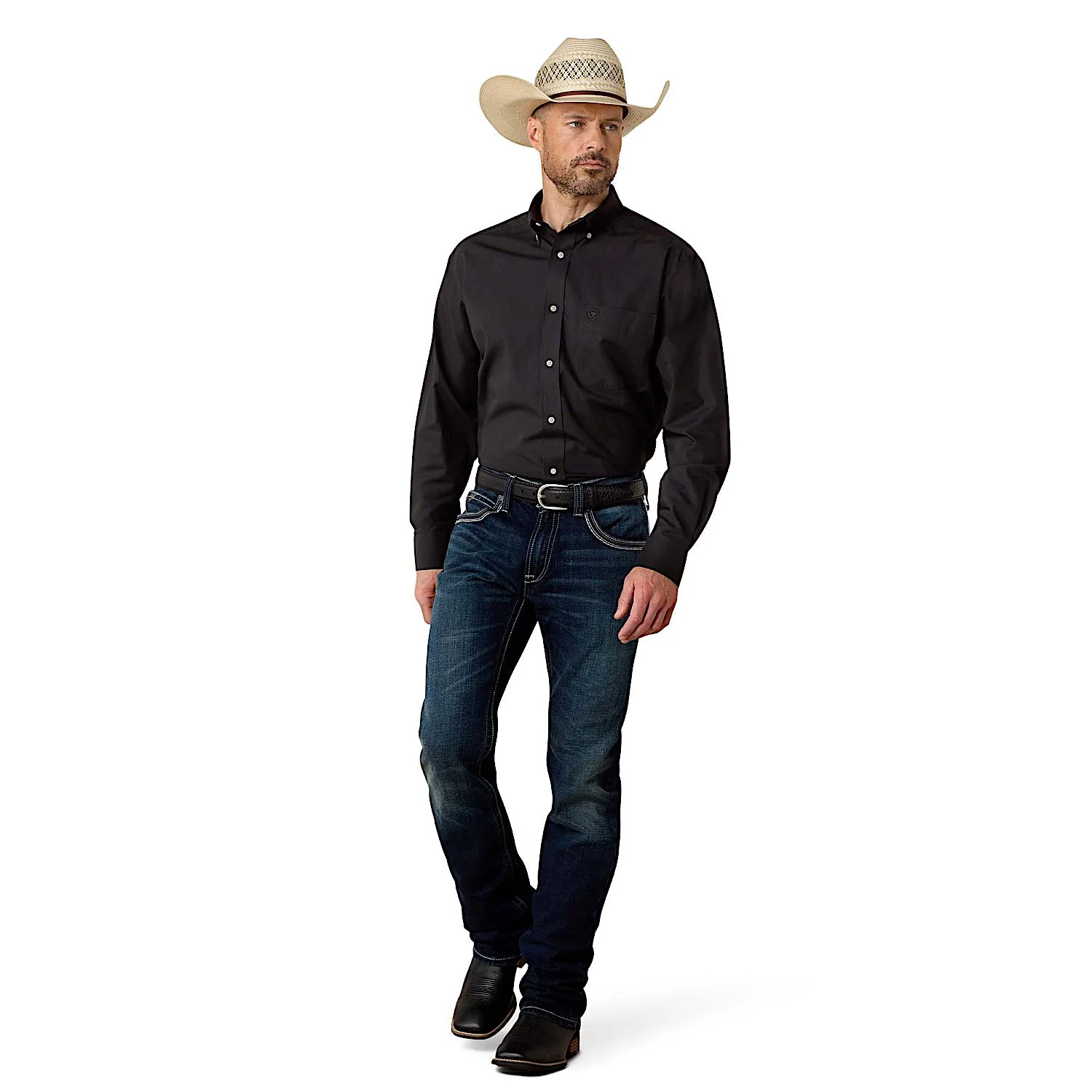 Ariat Men's Wrinkle Free Solid Classic Fit Shirt - Black - Image 3