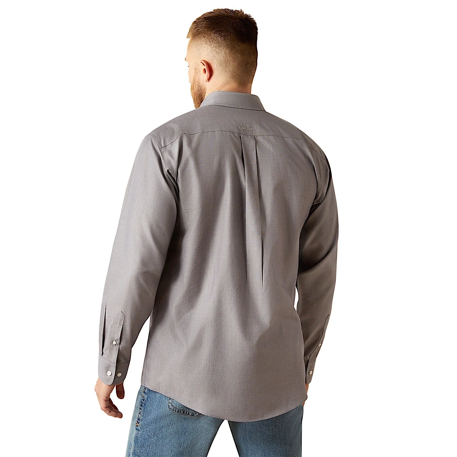 Ariat Men's Wrinkle Free Solid Classic Fit Shirt - Grey - Image 2