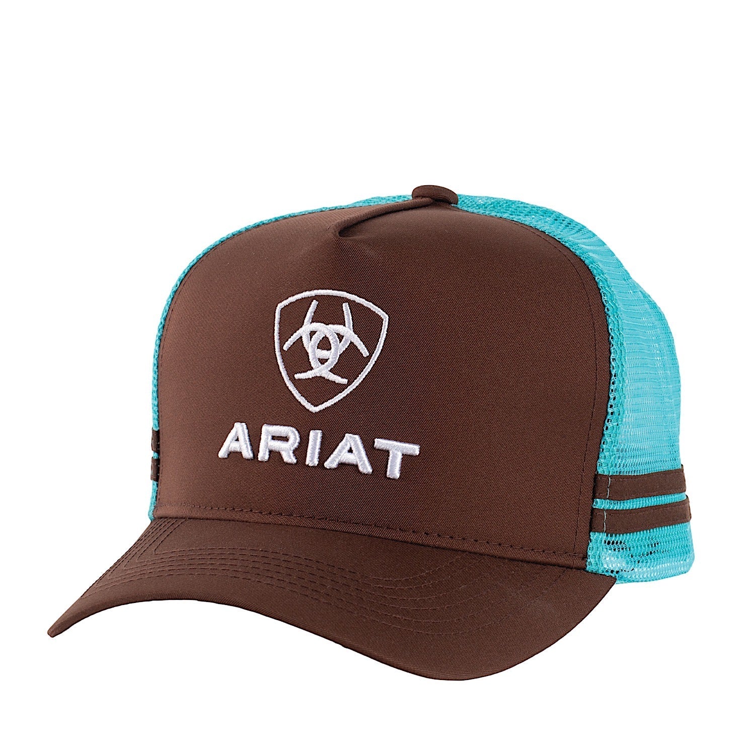 Ariat Stacked Logo Trucker Cap - Brown / Turquoise