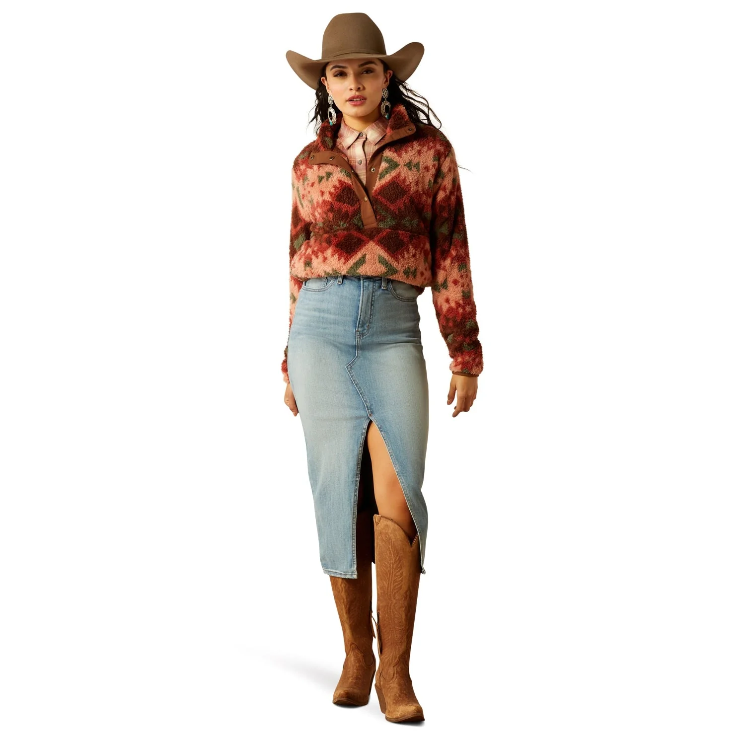 Ariat Women's Berber Snap Front Sweatshirt - Plainsview Print - Image 3