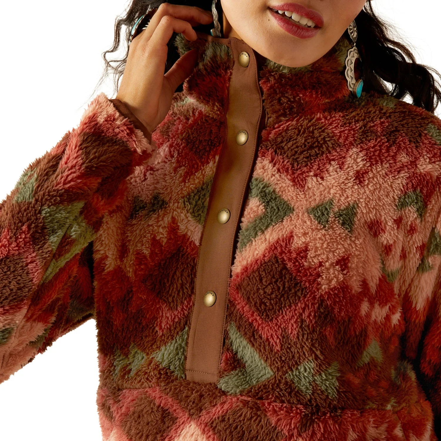 Ariat Women's Berber Snap Front Sweatshirt - Plainsview Print - Image 4