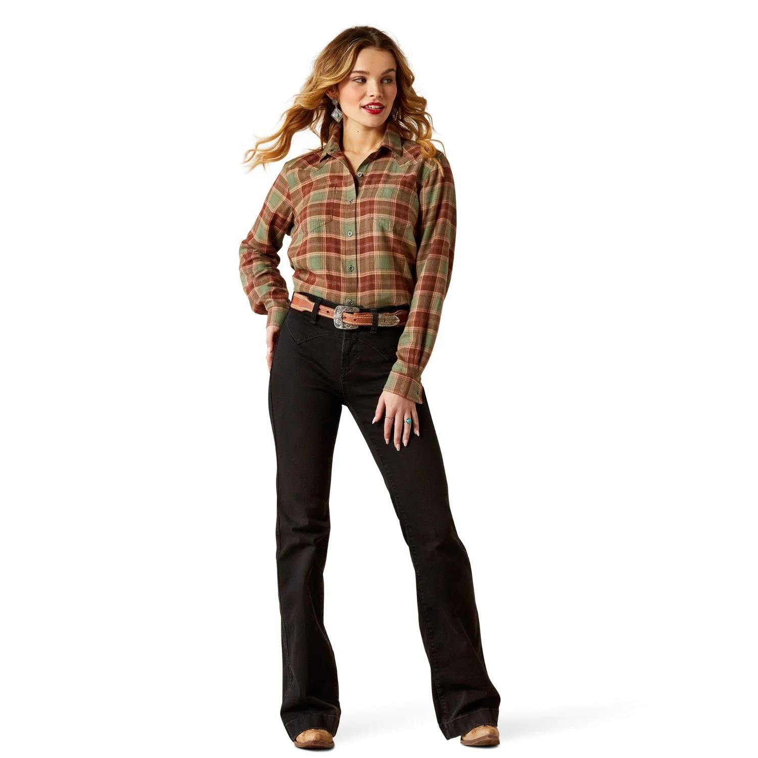 Ariat Women's Billie Jean Shirt - Oakwood Plaid - Image 3