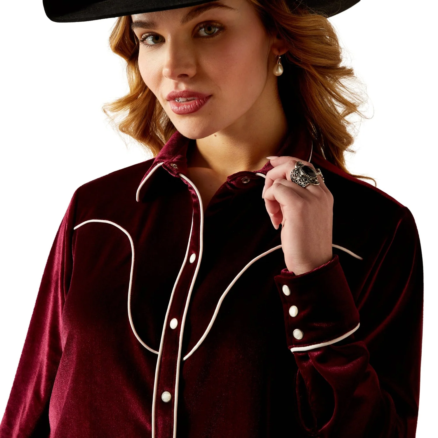 Ariat Women's Casa Rosa Shirt - Burgundy - Image 4