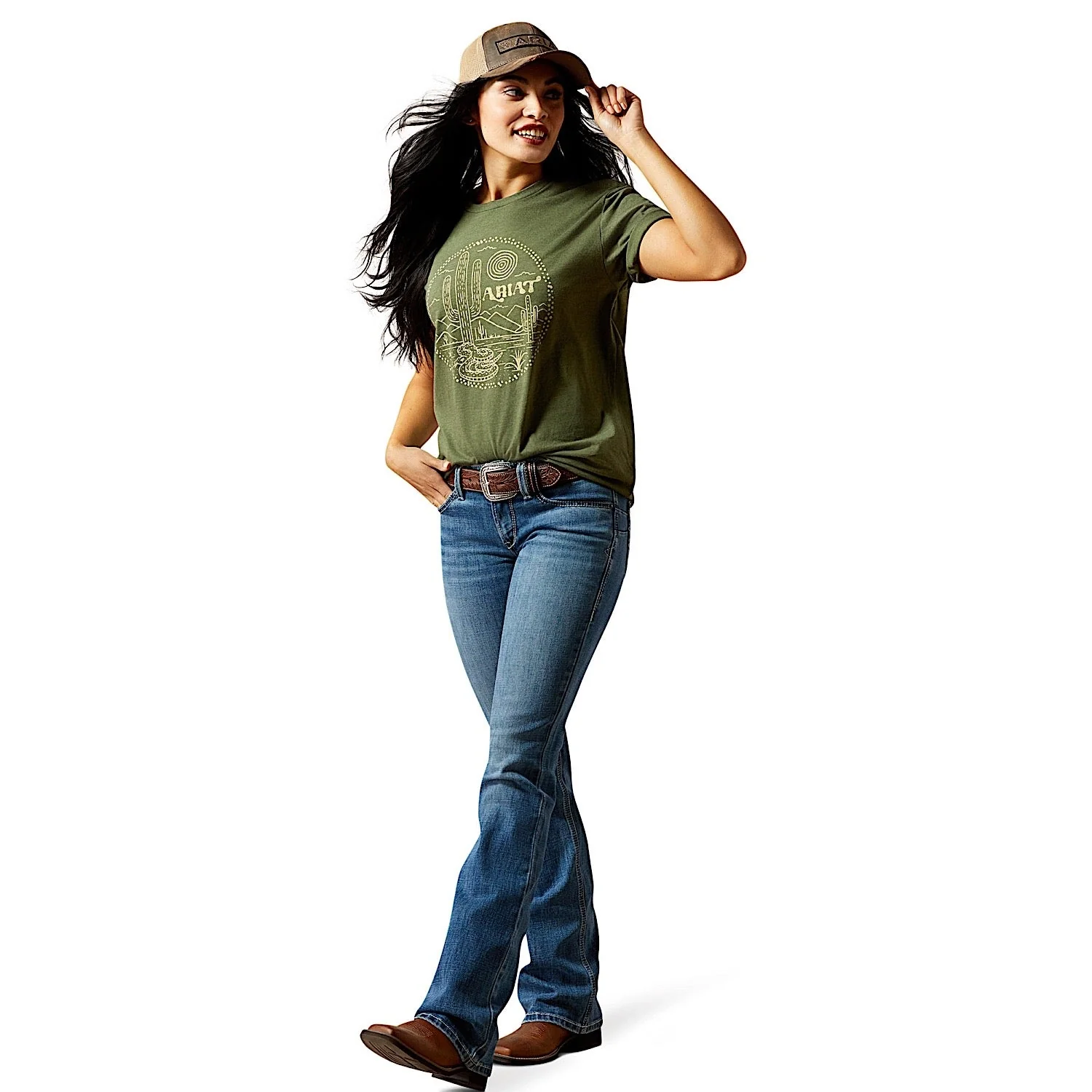 Ariat Women's Desert Snake T-Shirt - Military Heather - Image 3