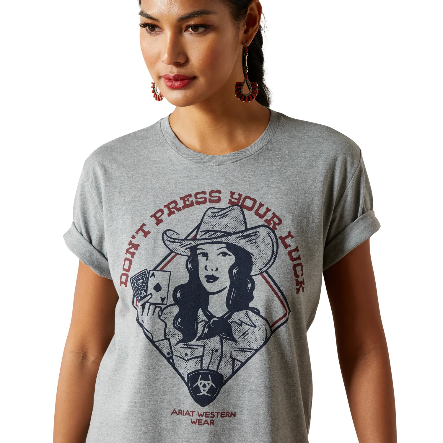 Ariat Women's Don't Press Your Luck Tee - Iceberg - Image 3