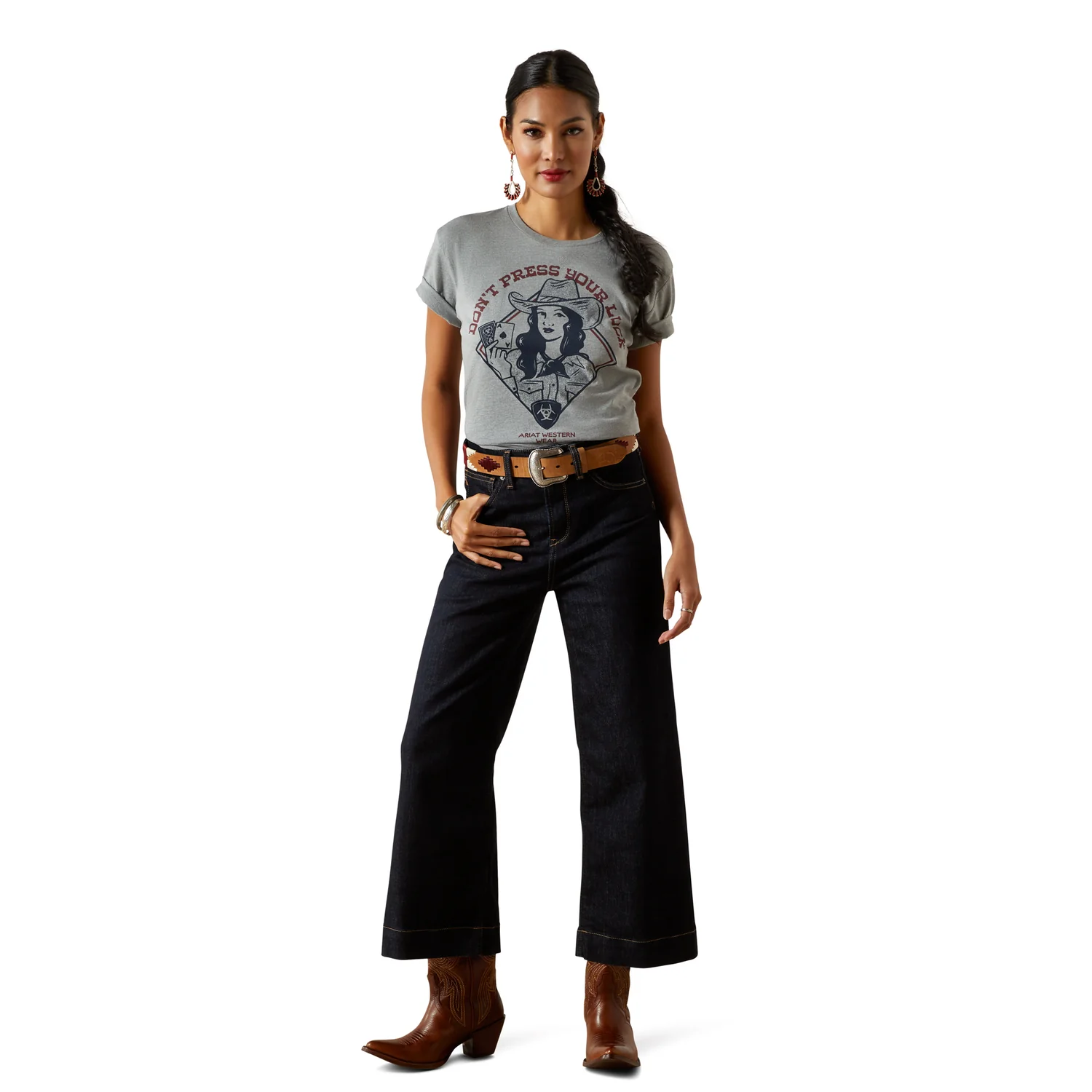 Ariat Women's Don't Press Your Luck Tee - Iceberg - Image 4
