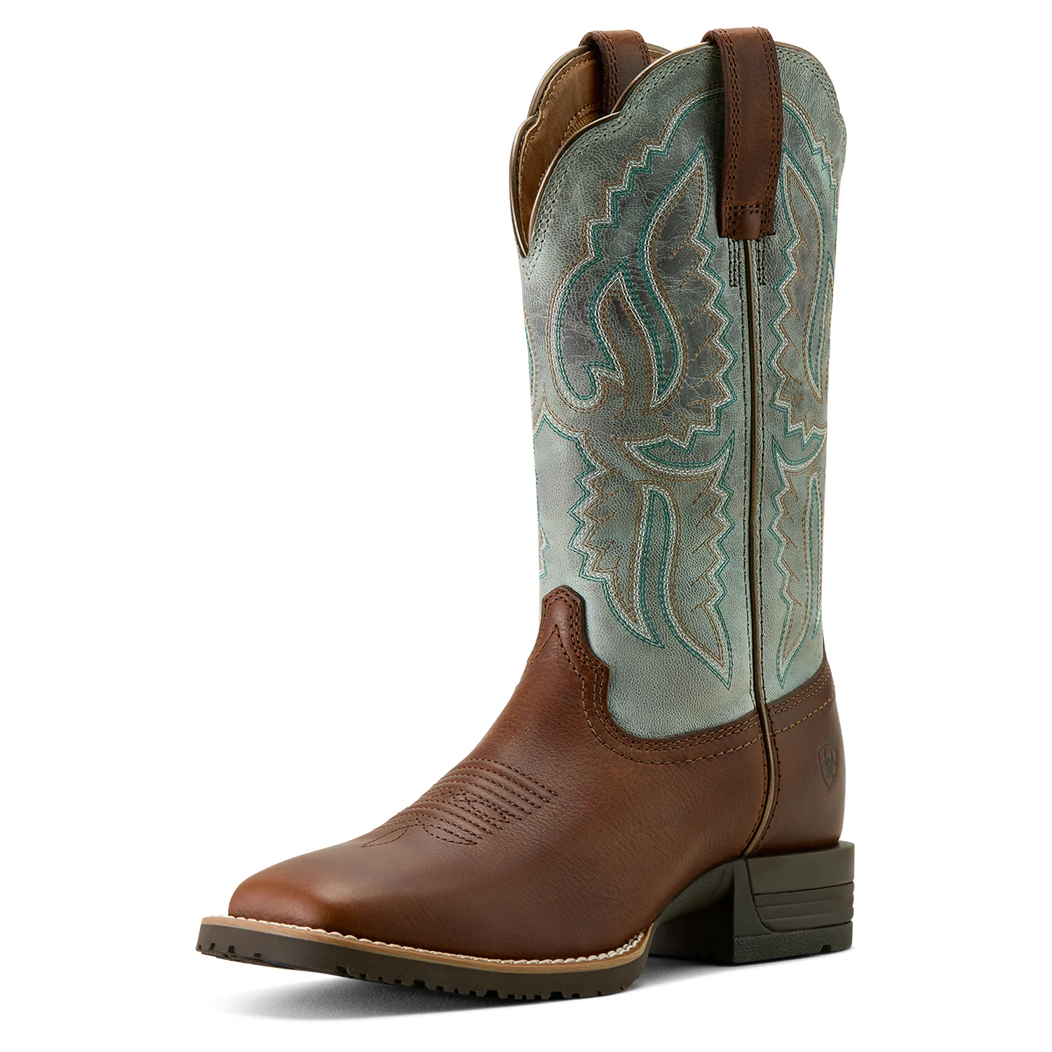 Ariat Women's Hybrid Ranchwork Western Boot - Peanut/Worn Denim