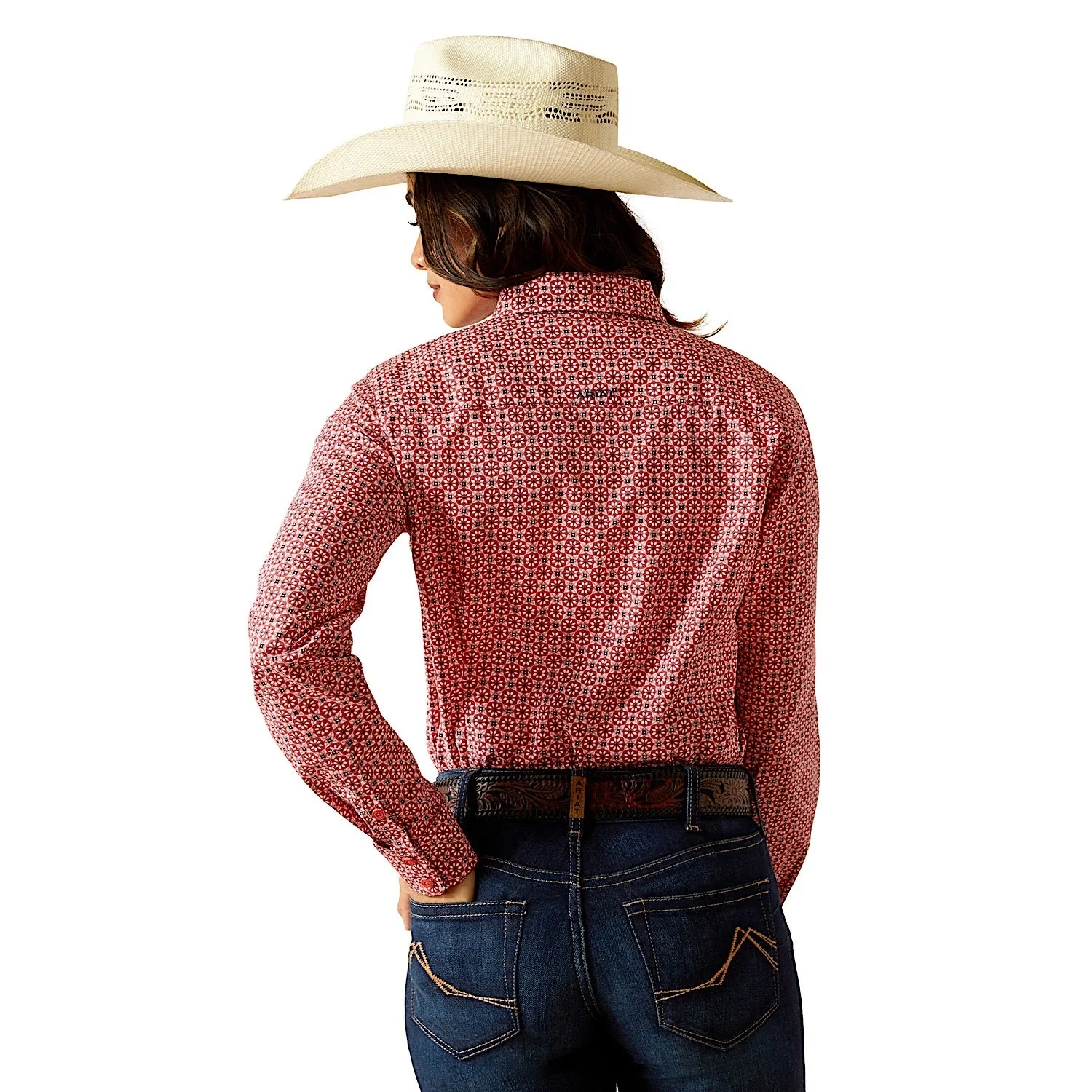 Ariat Women's Kirby Stretch Shirt - Garnet Rose Geo - Image 2