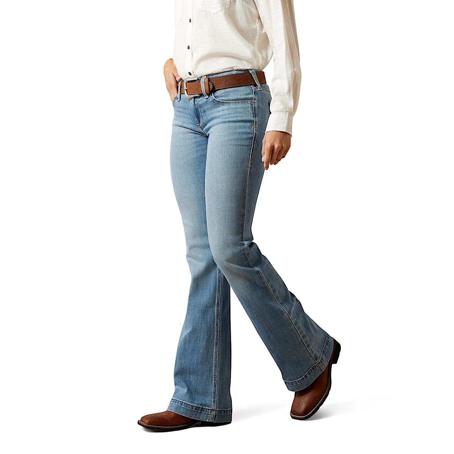 Ariat Women's Mid Rise Giovana Wide Leg Slim Trouser Jeans - Petaluma - Image 2