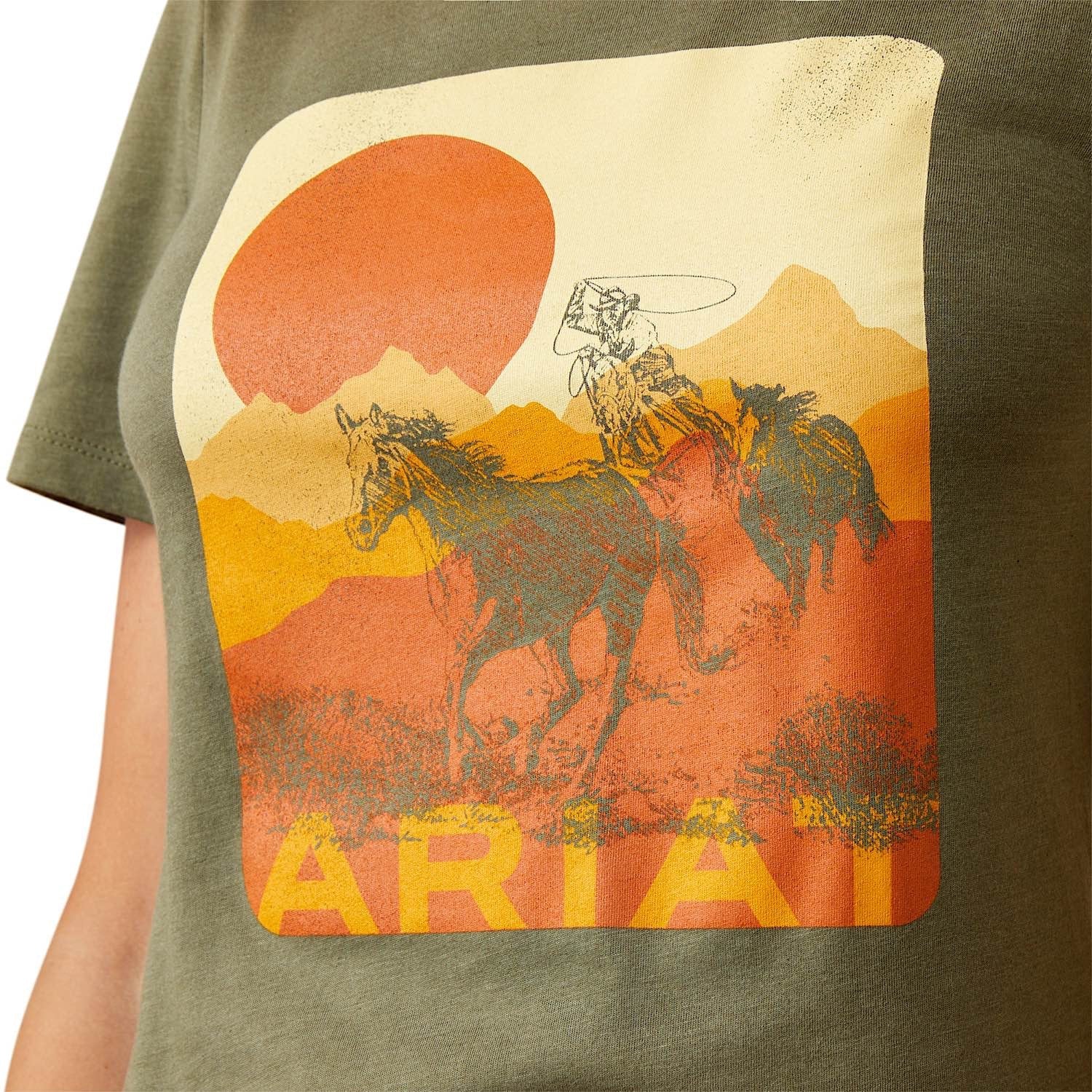Ariat Womens Mustang Fever Tee Military Heather - Image 2