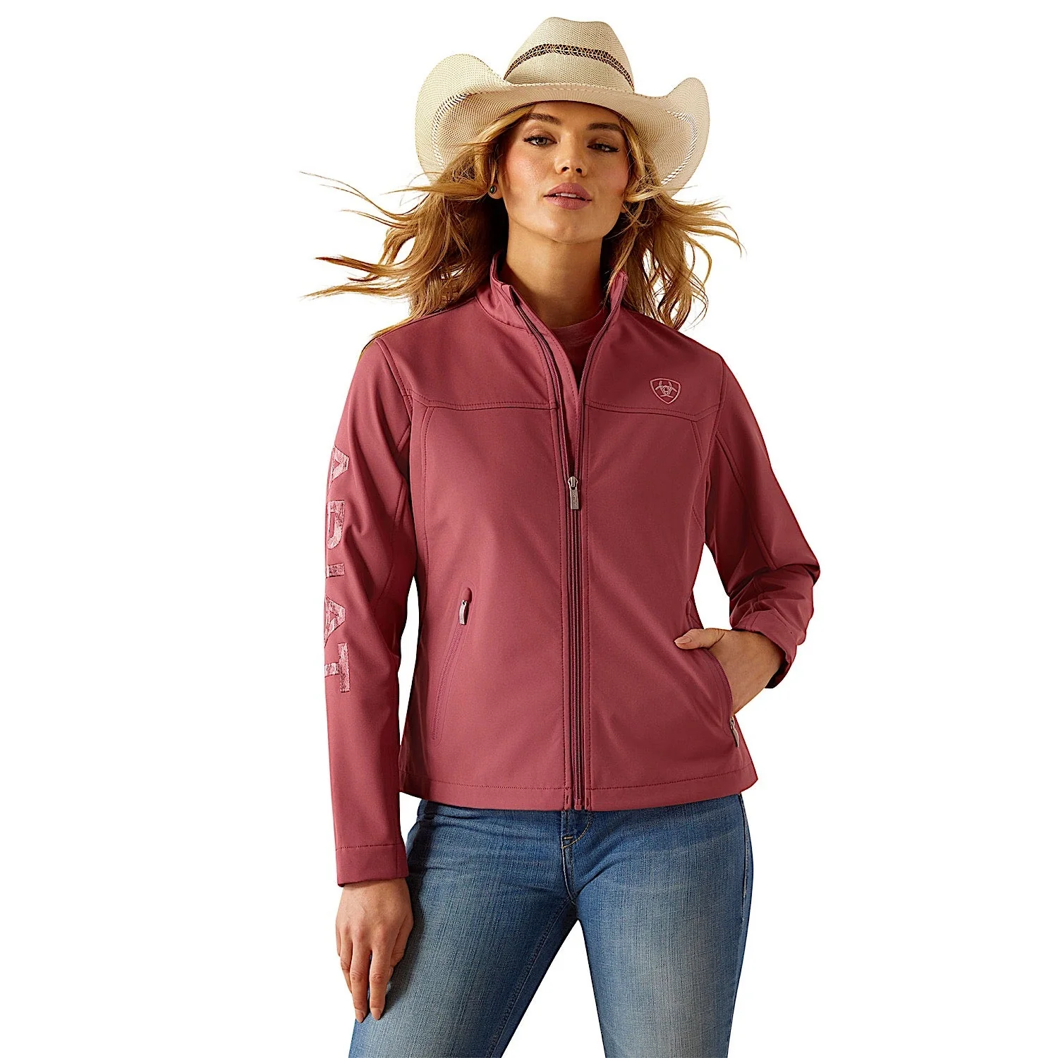Ariat Women's New Team Softshell Jacket - Dry Rose/Mauve Blur
