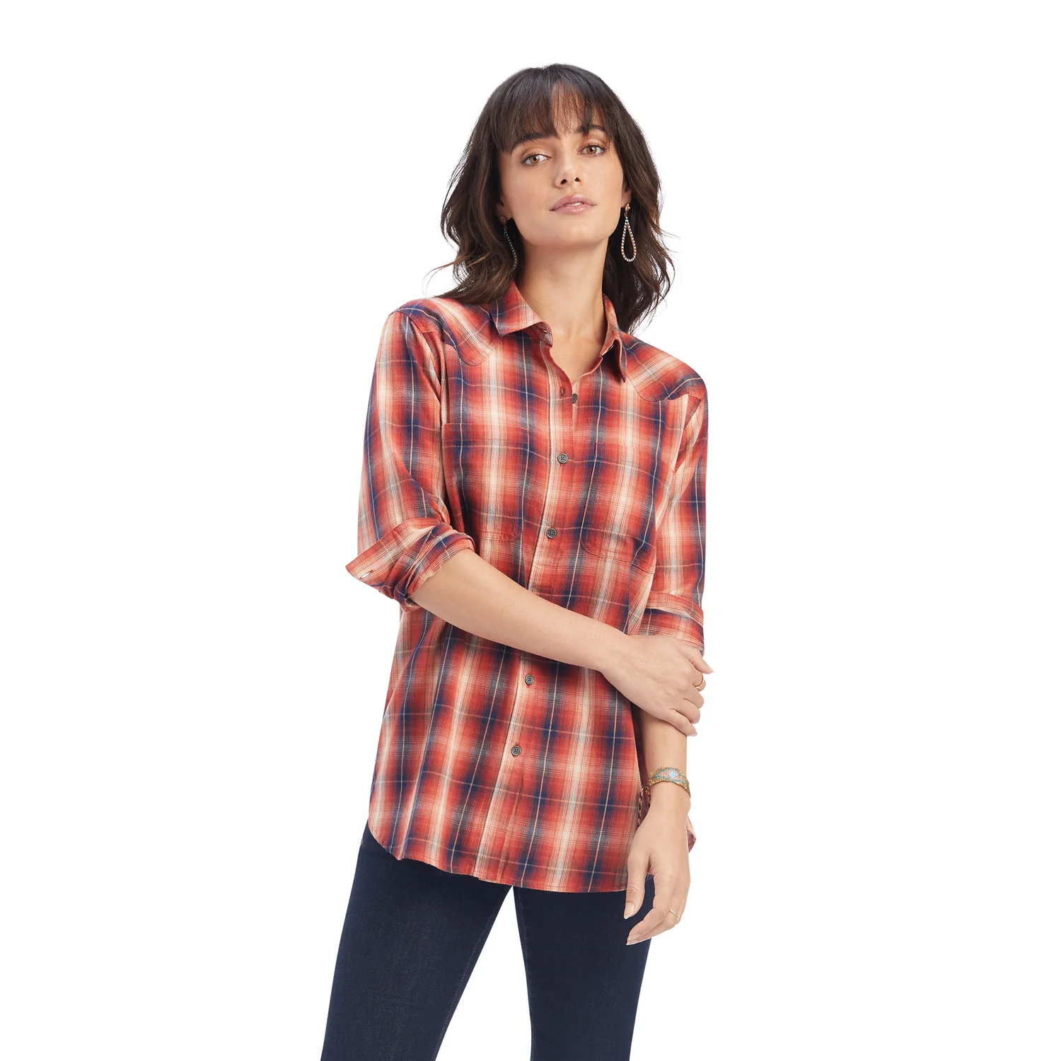 Ariat Women's REAL Billie Rae LS Shirt - Citrus Grove Plaid