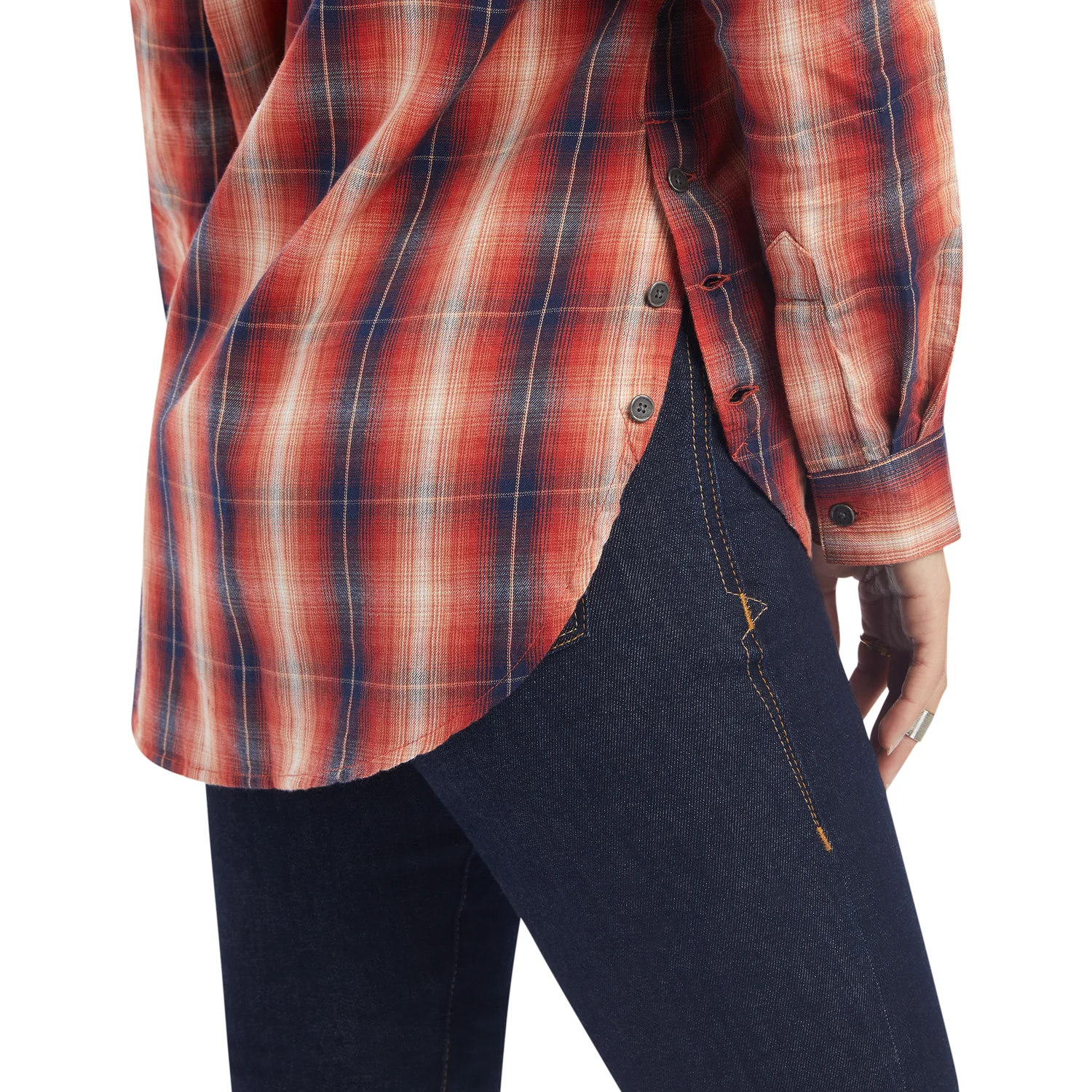Ariat Women's REAL Billie Rae LS Shirt - Citrus Grove Plaid - Image 3