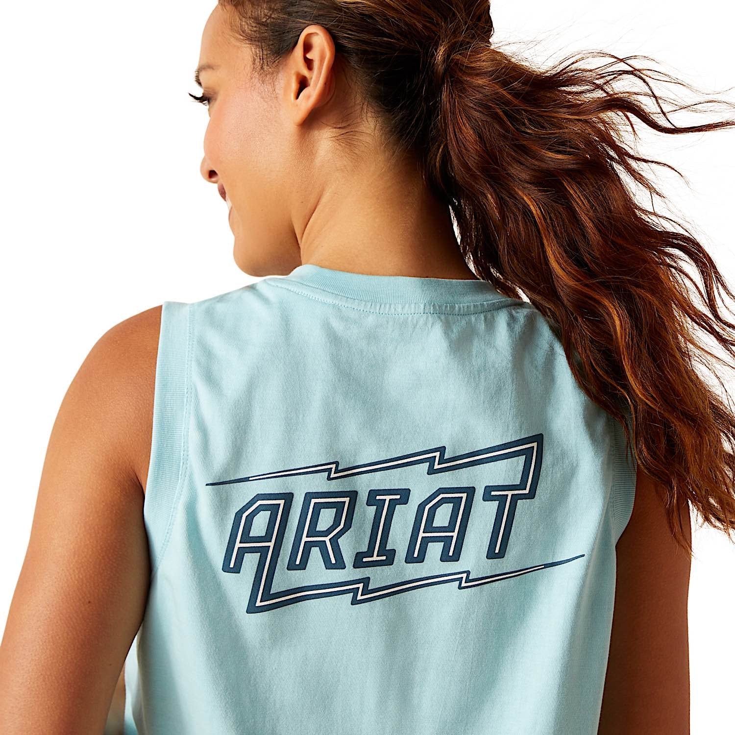 Ariat Womens Rebar Cotton Strong Bolt Sleeveless Tank - Arctic Blue - Image 5