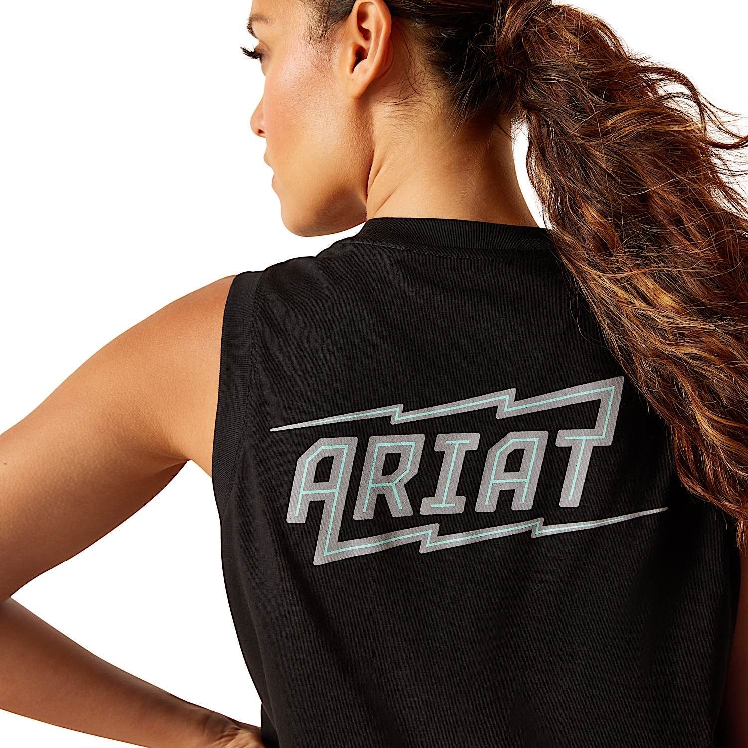 Ariat Womens Rebar Cotton Strong Bolt Sleeveless Tank - Black - Image 5