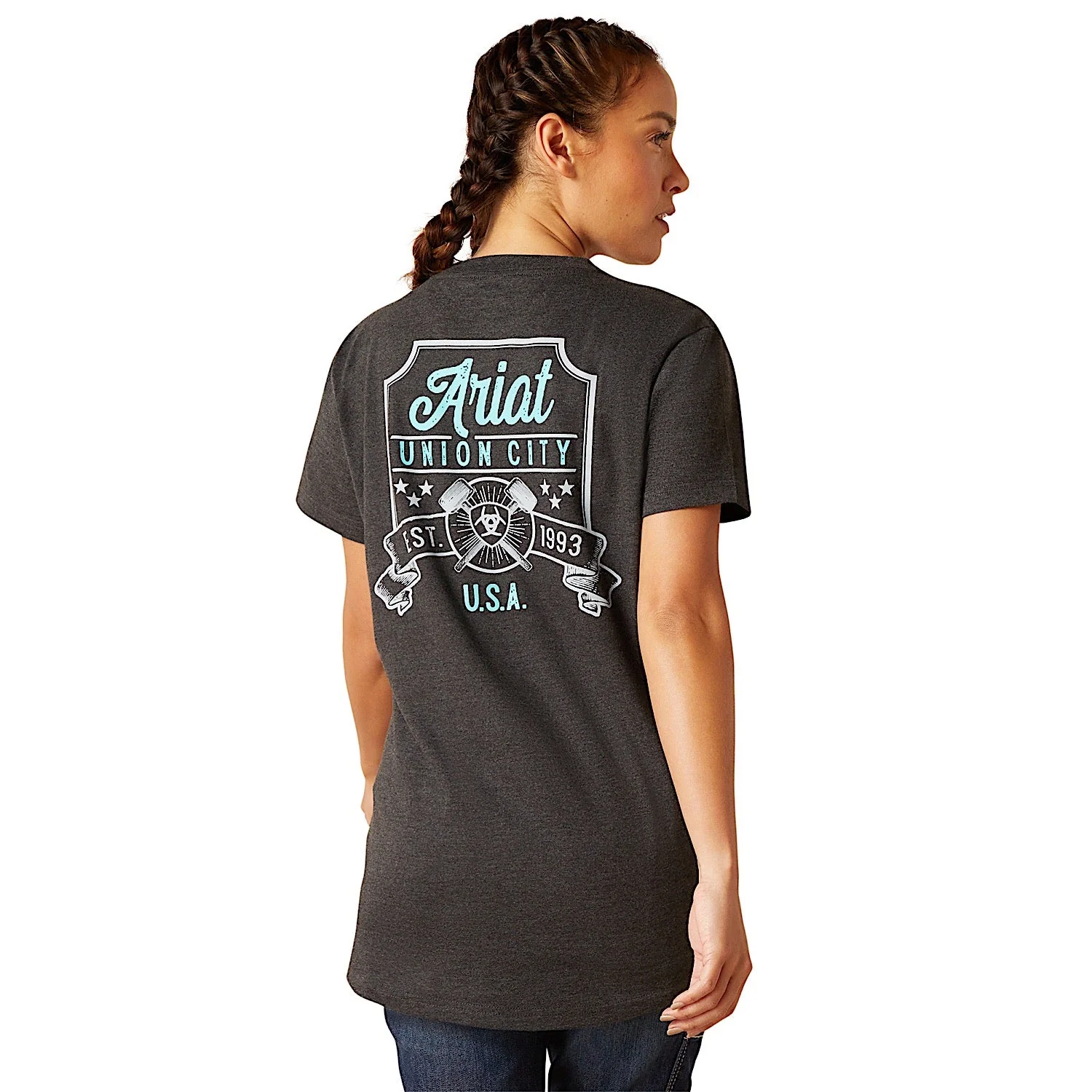 Ariat Women's Rebar Cotton Strong HQ T-Shirt - Charcoal Heather - Image 2