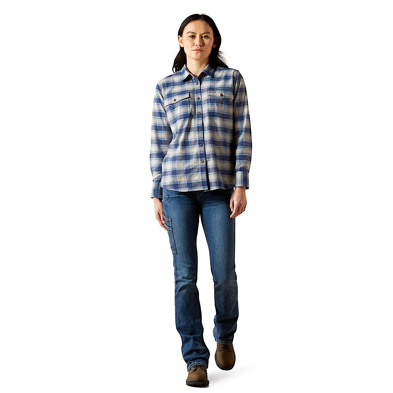 Ariat Women's Rebar Durastretch Flannel Workshirt - Navy - Image 3