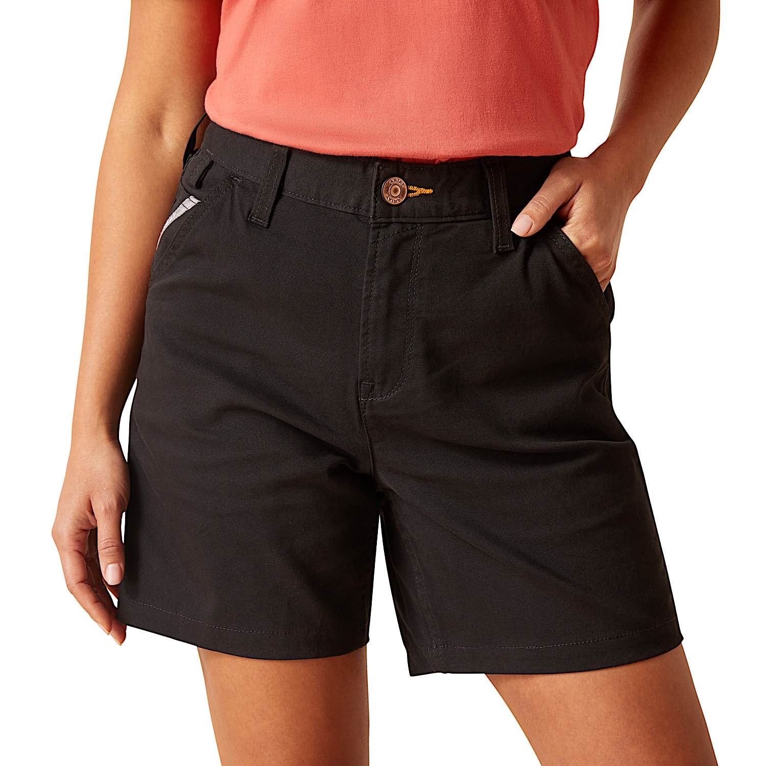 Ariat Women's Rebar Perfect Rise Made Tough 6" Shorts - Black - Image 6