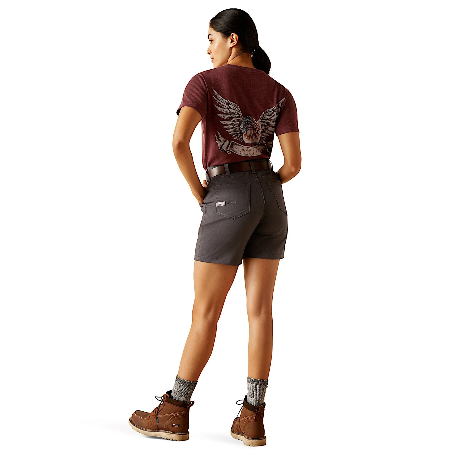 Ariat Women's Rebar Perfect Rise Made Tough 6" Shorts - Rebar Grey - Image 2