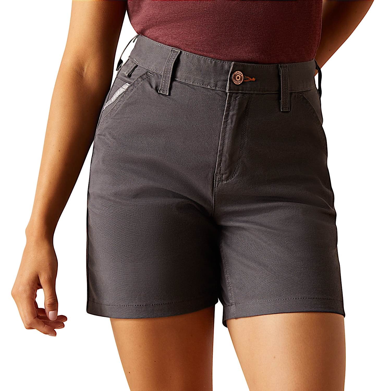 Ariat Women's Rebar Perfect Rise Made Tough 6" Shorts - Rebar Grey - Image 6