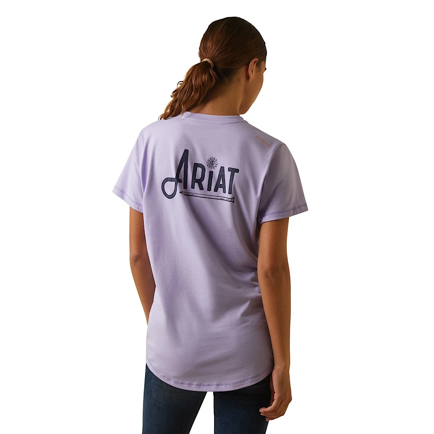 Ariat Women's Rebar Workman Graphic Ariat Logo T-Shirt Lavender - Image 2